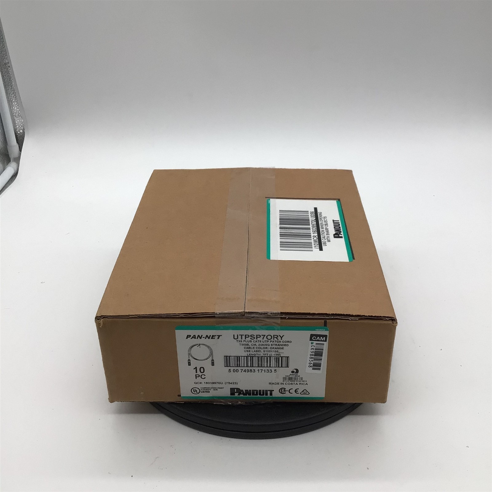 NEW Box of 10 Panduit UTPSP7GYY Patch Cords 7Ft