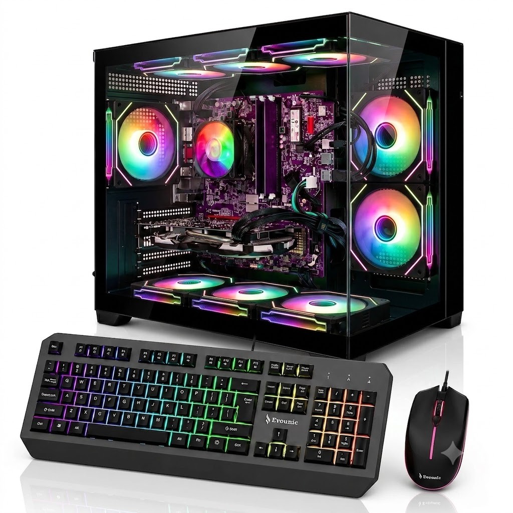 Prebuilt Gaming PC,RTX 5060,Ryzen 7 5800X,32GB RAM,1TB NVME,WIN11Pro,BT5.4,WIFI6