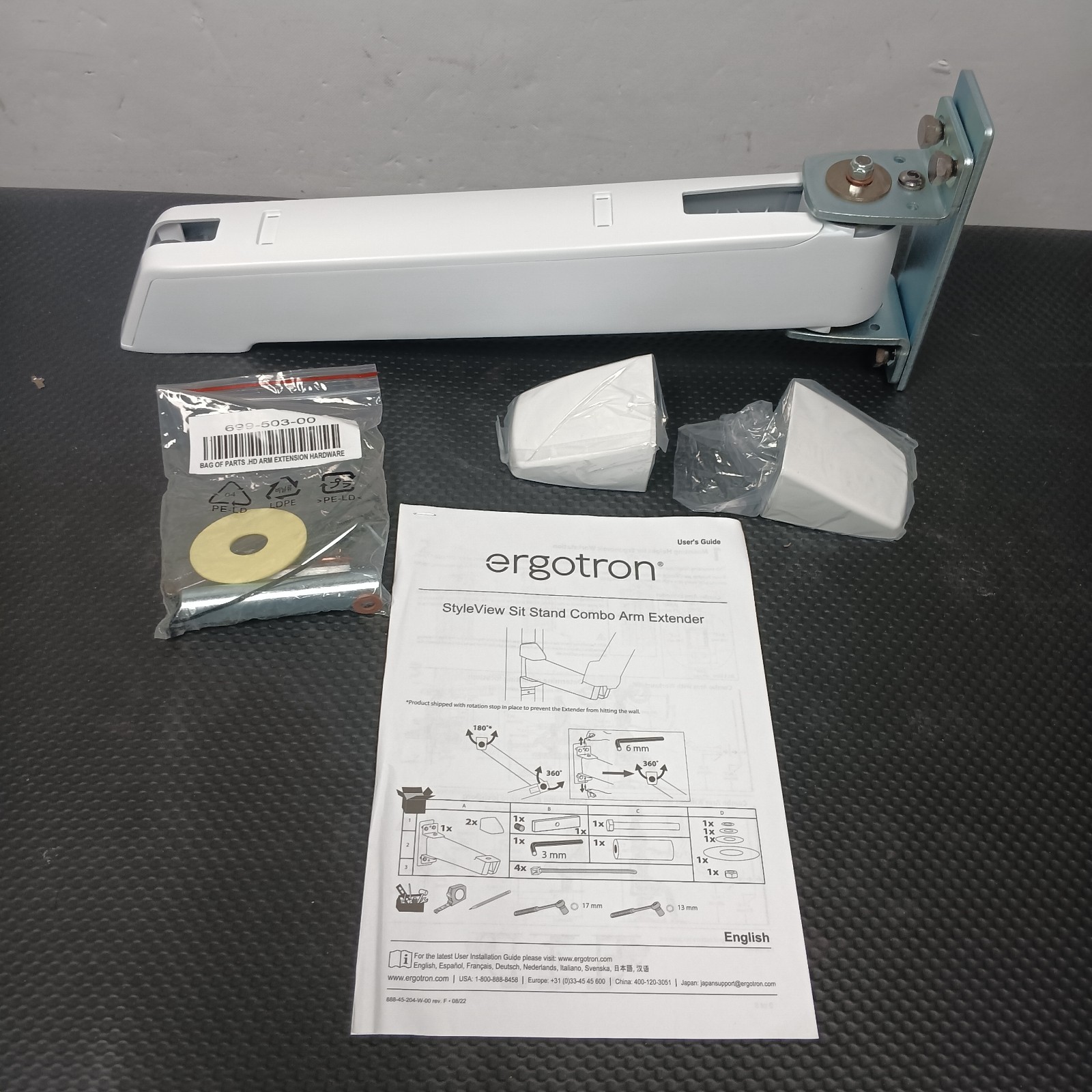 Ergotron 45-261-216 StyleView Sit-Stand Combo Extender in White