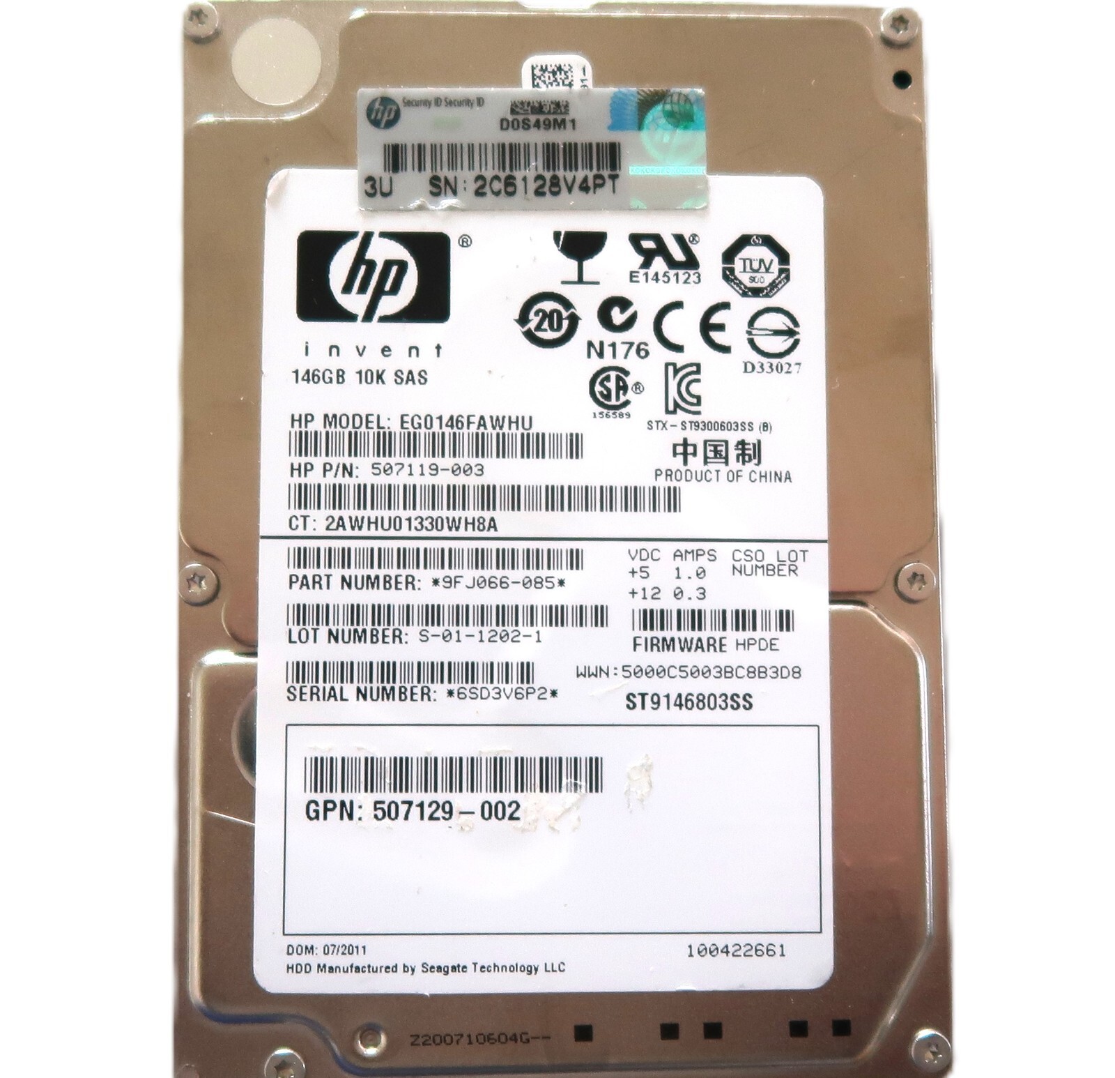 HP ST9146803SS 9FJ066-085 HPDE 507119-003 146gb 2.5" 10K SAS Hard Drive