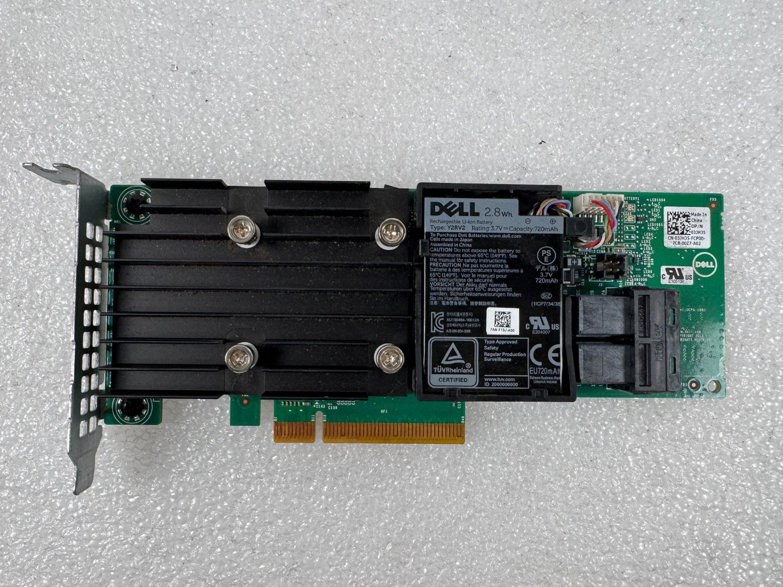 Dell Perc H740P 03JH35  12GB/S Cache PCIe SAS Raid Controller Low Profile