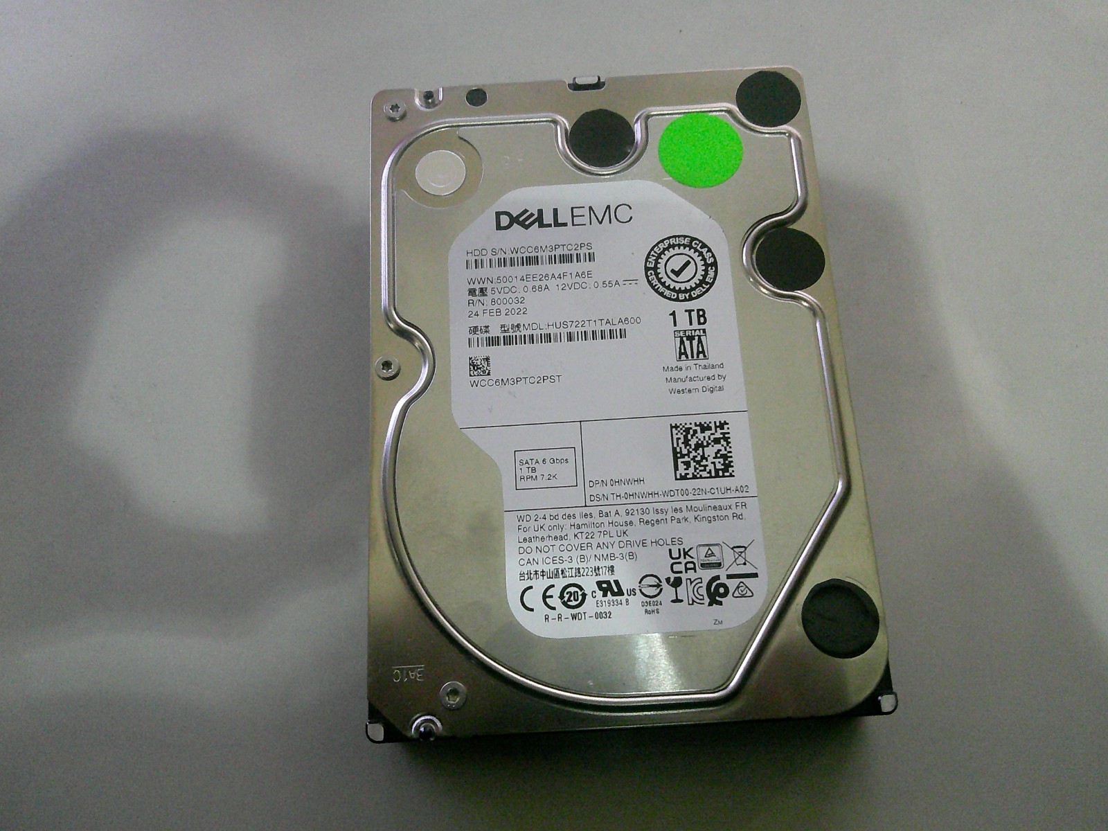 Dell Enterprise Class 3.5-inch internal hard drive, Model: HUS722T1TALA600 (Hita