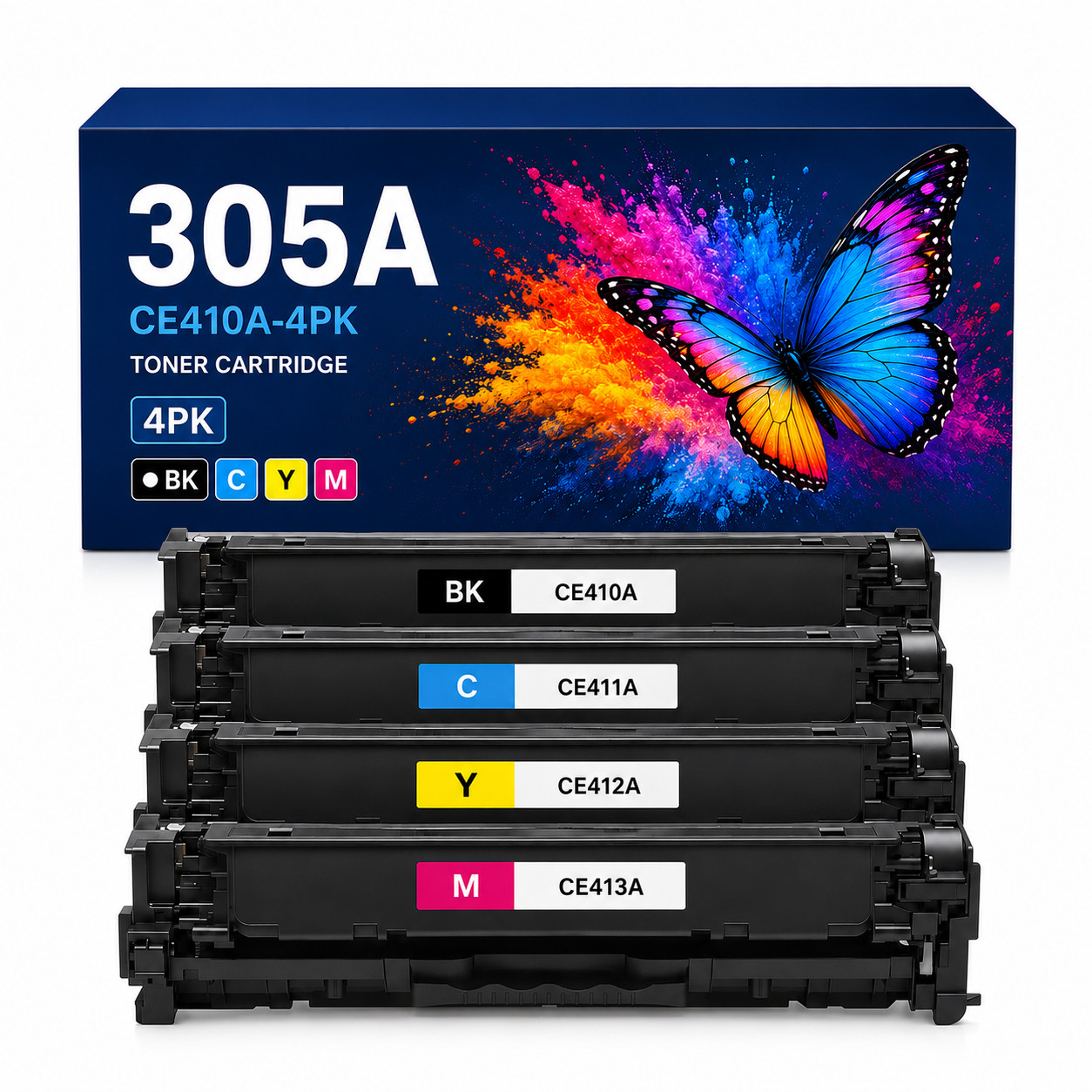 4PK 305A Cartridges Compatible for HP Laserjet Pro  Pro 400 color M451dn 451nw