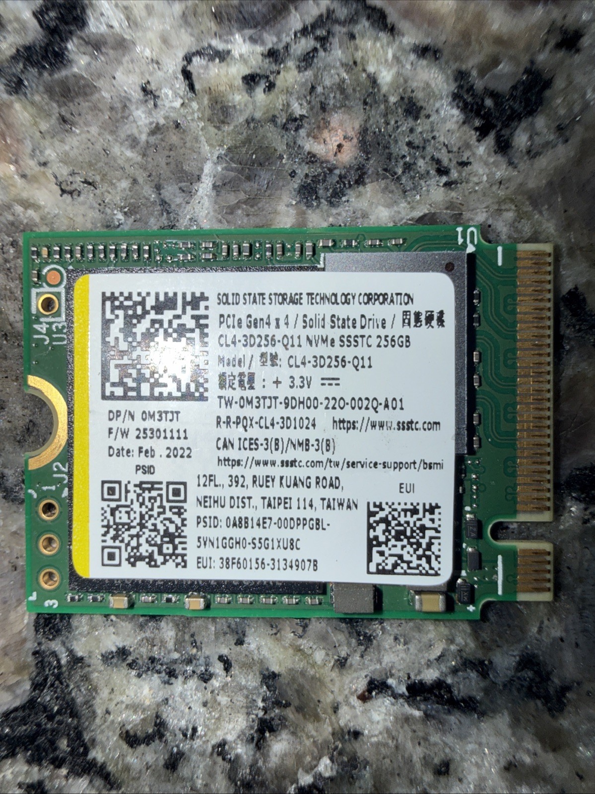 SSSTC 256GB M.2 2230 NVMe PCIe Gen4 SSD CL4-3D256-Q11 Dell M3TJT