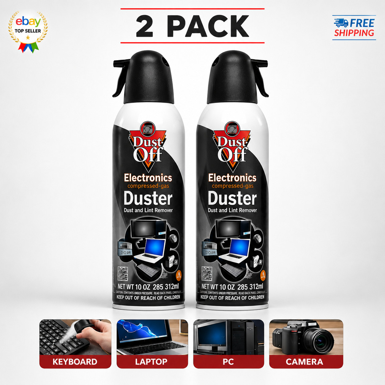 Dust-Off Electronics Compressed Air Duster by Falcon 10 oz – 2 Pack