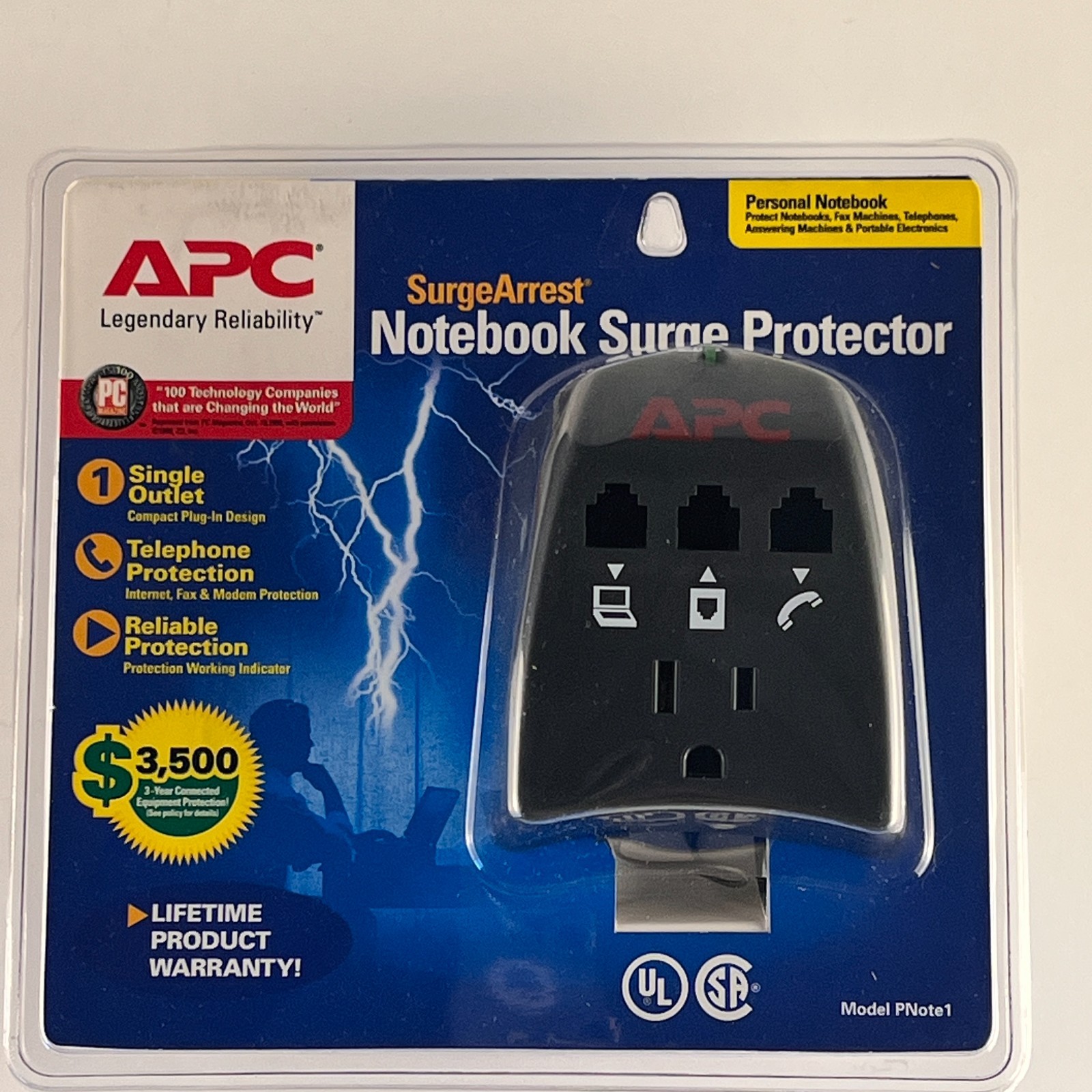 APC SurgeArrest Notebook Surge Protector PNote1 Plug-In Single Outlet Telephone