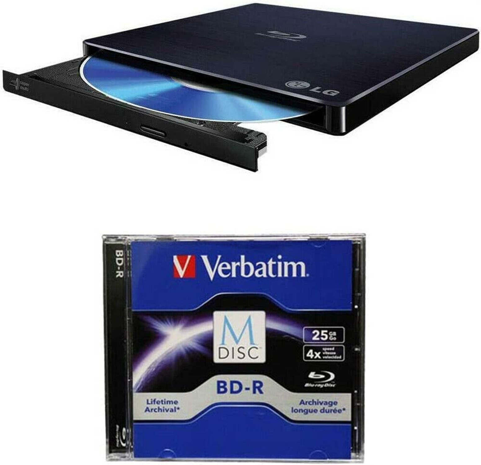 LG 6X WP50NB40 External Portable Blu-ray Burner in Retail Box Bundle with 25G...