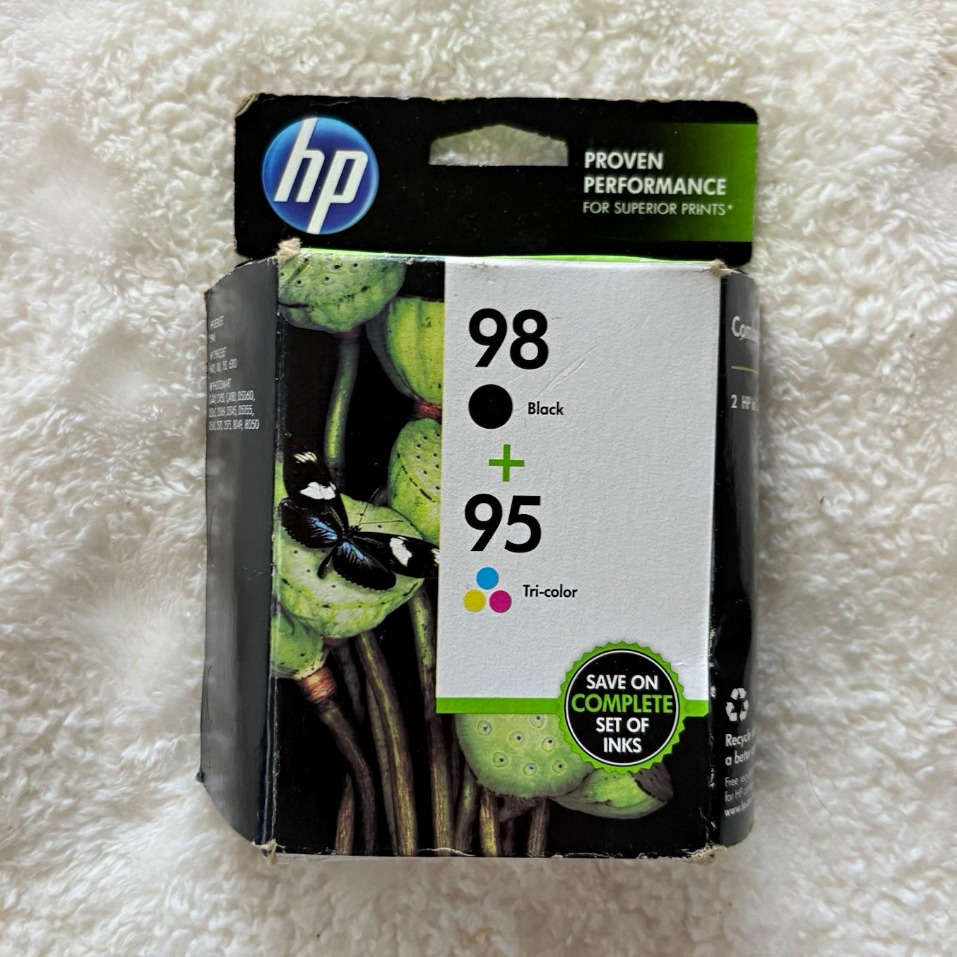 HP Genuine Original 95 Tri-Color & 98 Black Inkjet Ink Cartridges Combo