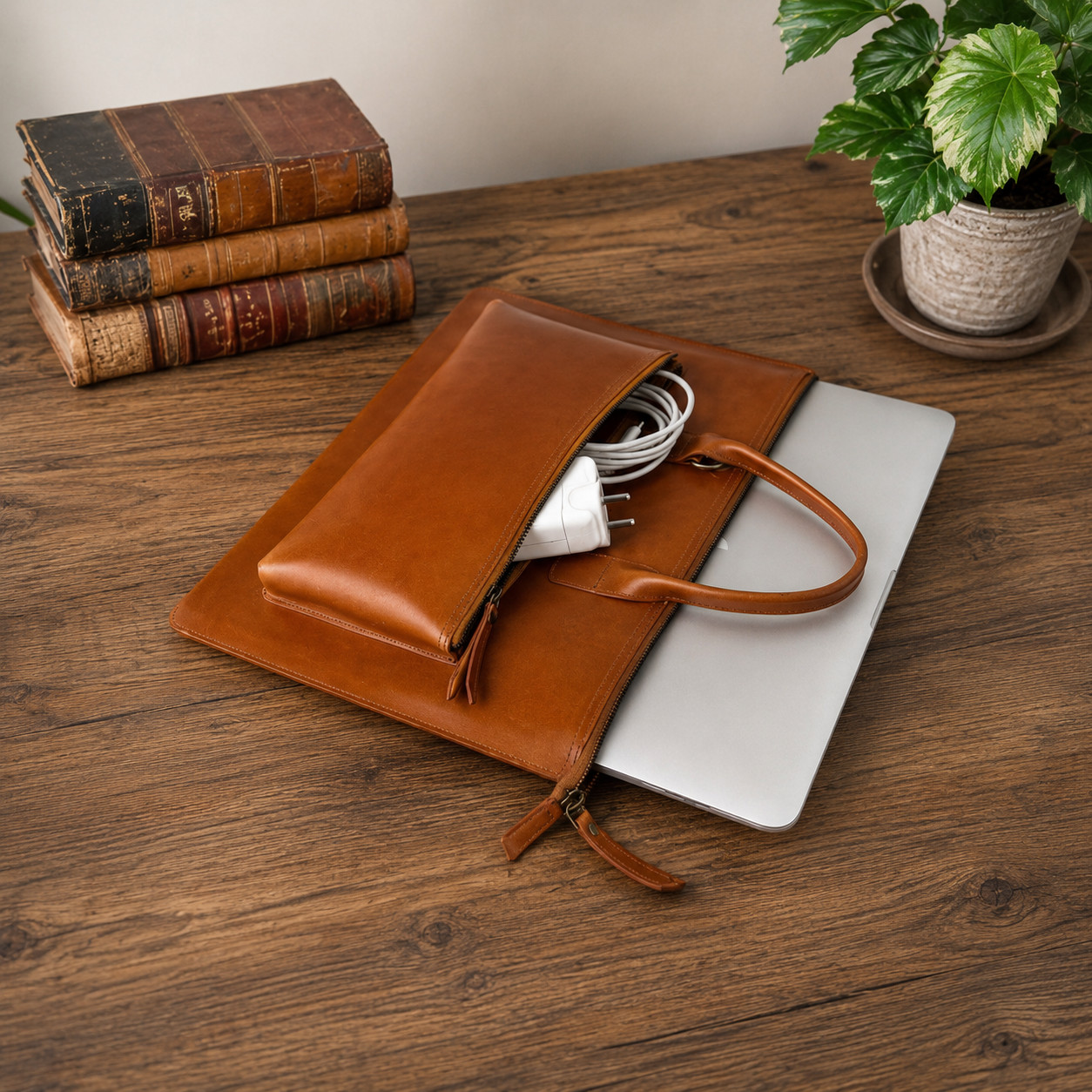 Luxury Leather Laptop Sleeve Bag – Handmade Office Briefcase for Men & Women