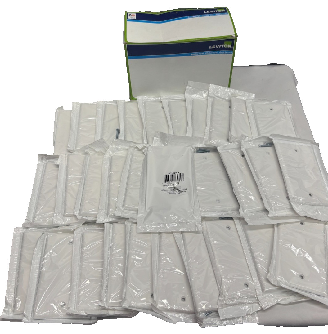 Leviton 88014 White 1-Gang Blank Plastic Standard Wallplate Cover Box Mount 30pc