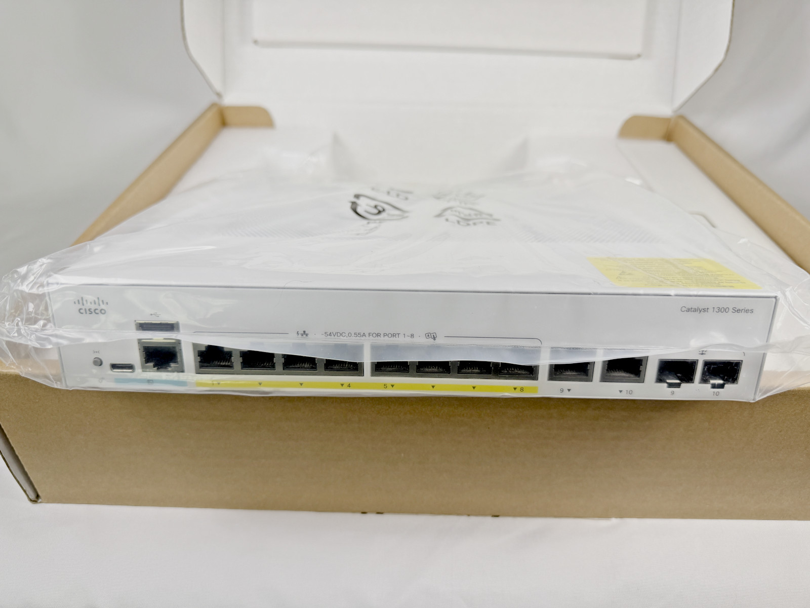 BUNDLE -Cisco C1300 w/2 SPF 10Gib + 2 Cat 8 15ft + 1 Cat 8 6ft + 1 Console Cable