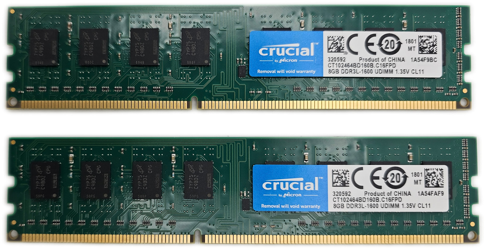 CRUCIAL 16GB 2x8GB DDR3 PC3-12800U 1600MHz DIMM RAM (2x8GB)