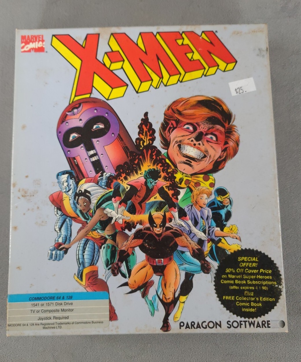 PARAGON SOFTWARE MARVEL COMICS X-MEN COMMODORE 64/128 GAME WITH BOX 