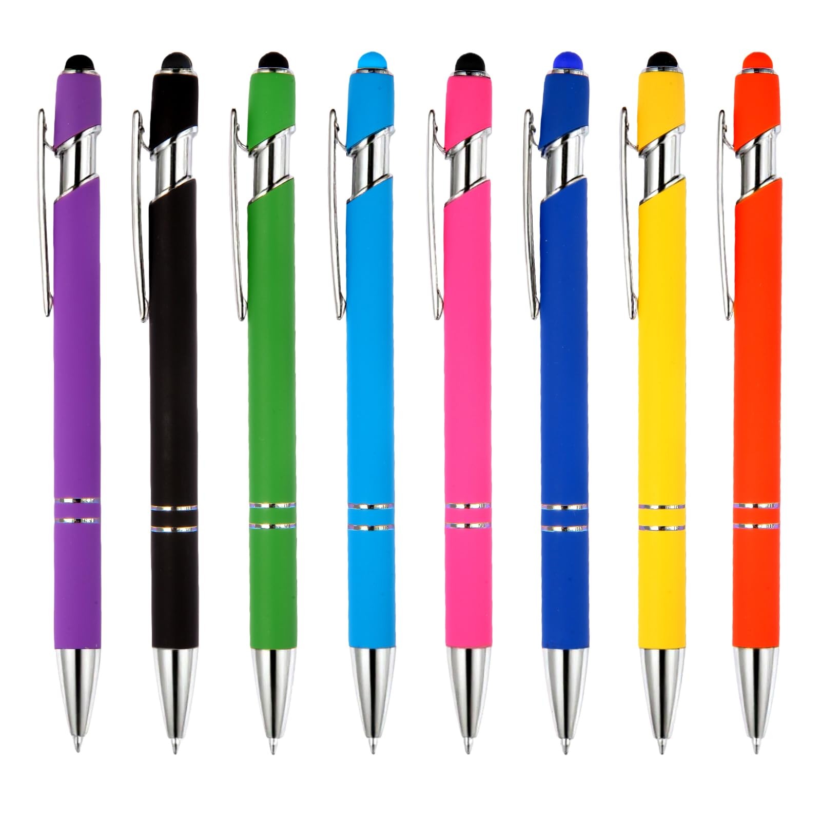 Metal Stylus Ballpoint Pens Black Ink 1.0mm Touch Screens Writing Devices 8 Pack
