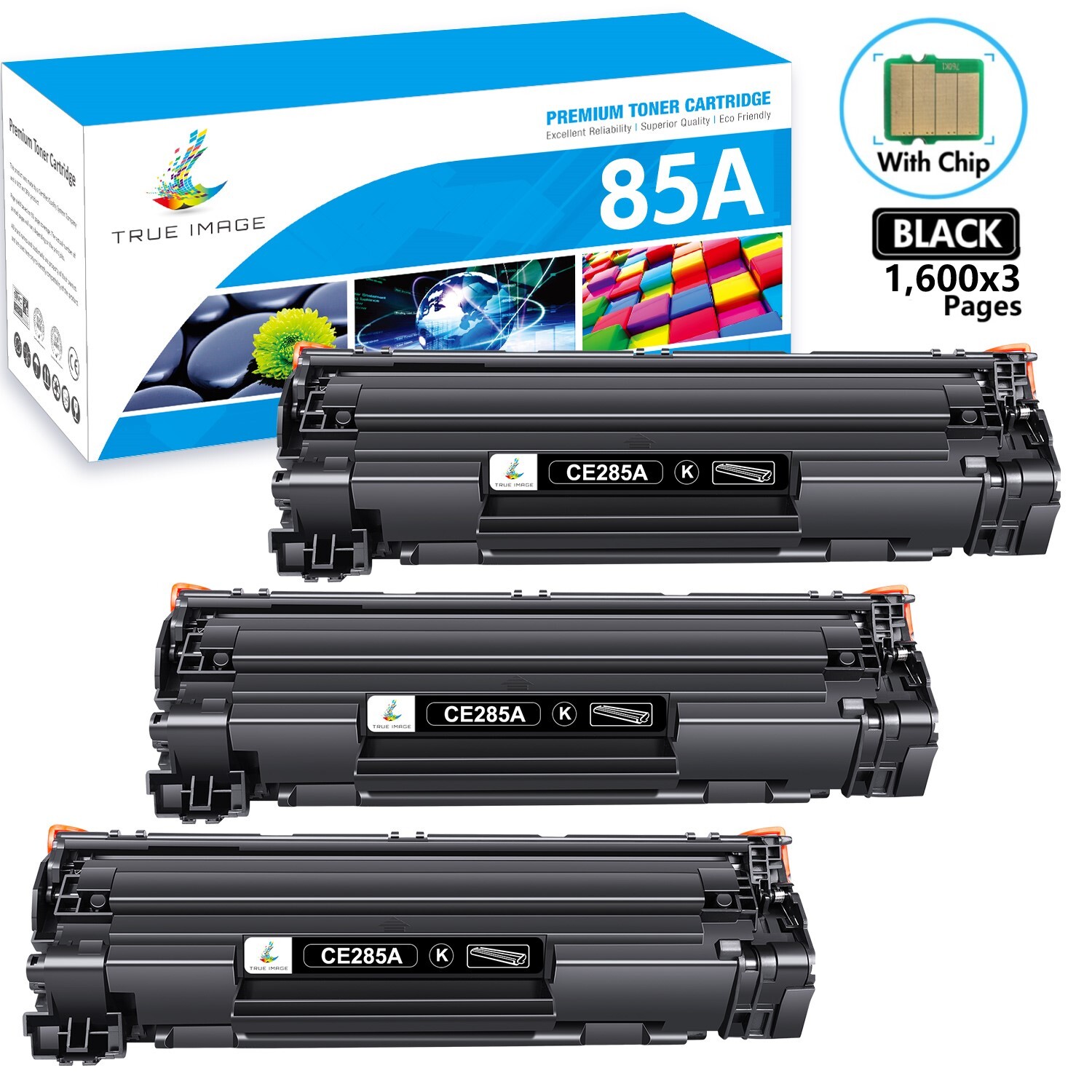 3X CE285A Toner For HP 85A Laserjet Pro P1102 P1102W M1132 M1212nf M1217nfw