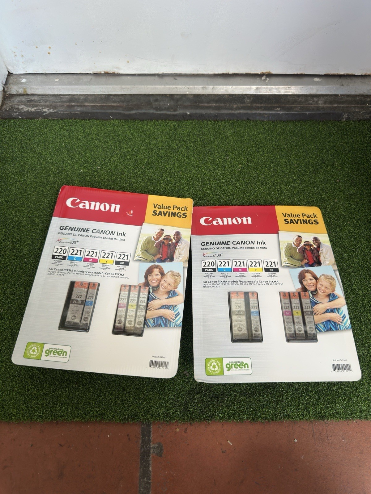 Canon ink 220 & 221 Black Tricolor Yellow, Cyan & Magenta Combo Pack Genuine