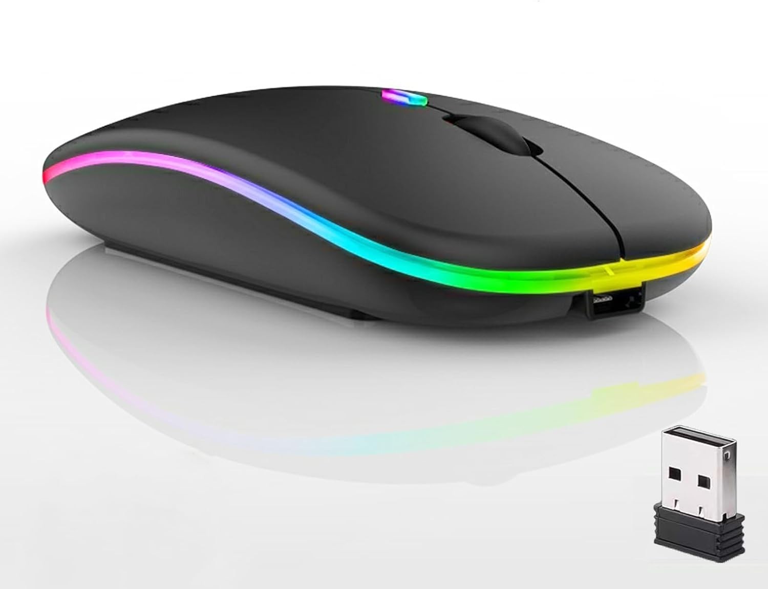 Guiheng Wireless Bluetooth Mouse,LED Dual Mode Rechargeable Silent Slim Laptop M
