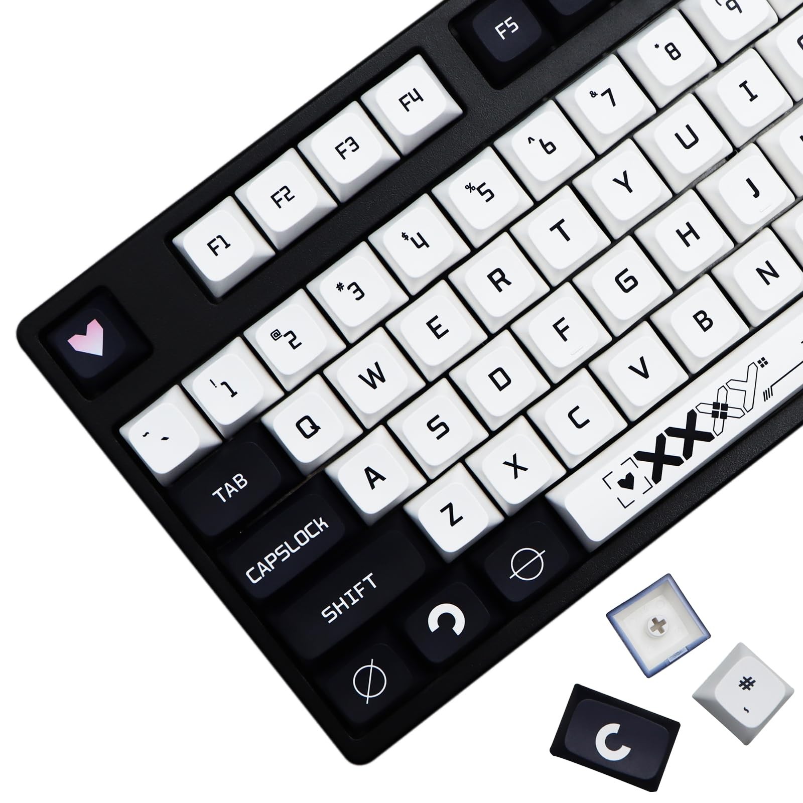 128 PCS B42 Dark Blue White PBT XDA Keycaps Fits ANSI ISO MX Keyboards