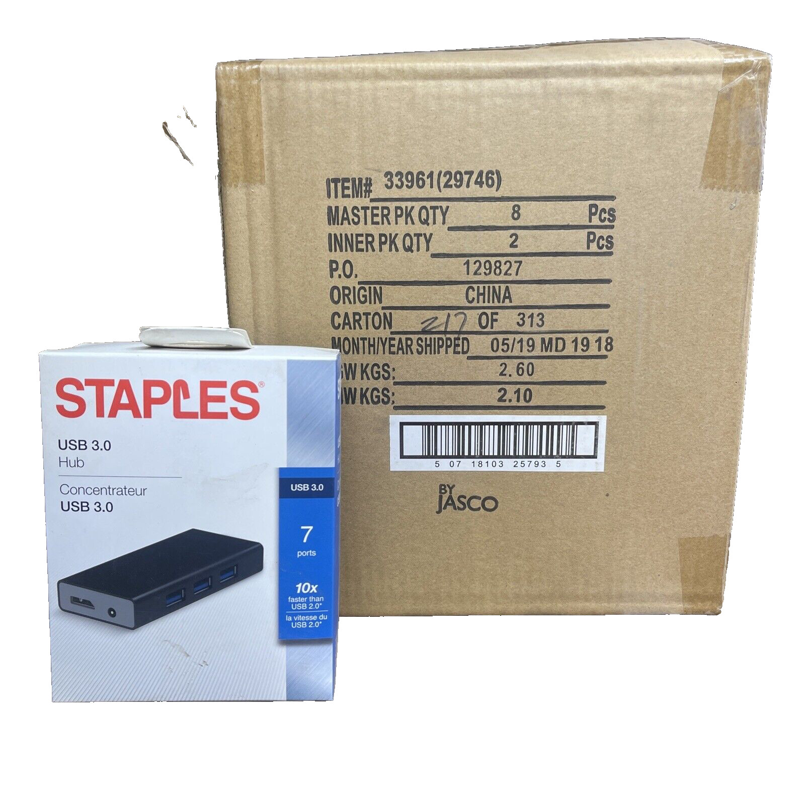 Bulk Case Of 8. New In box. 7 port USB 3.0 Hub, FAST US Shipped Item.