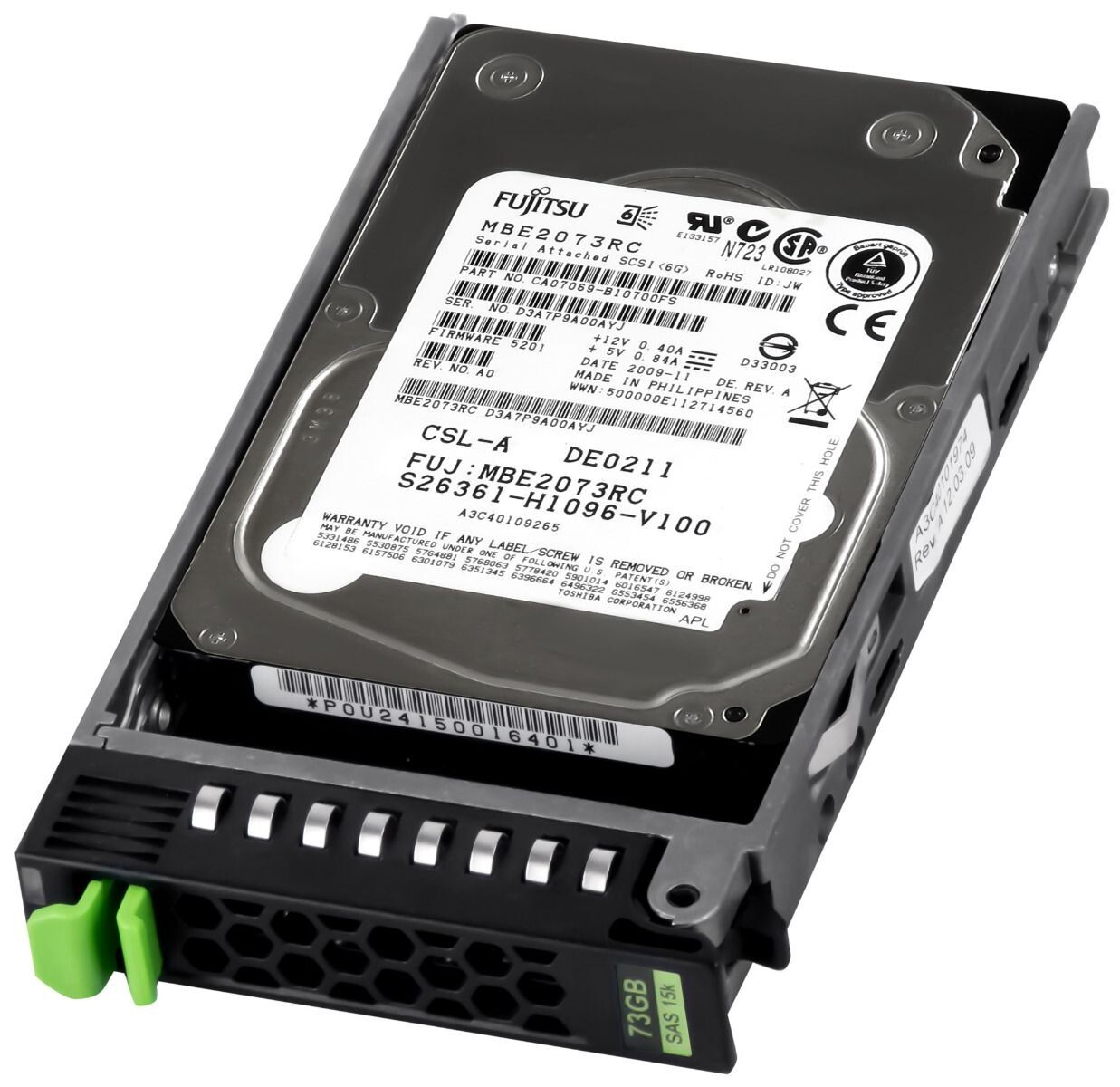 HARD DRIVE FUJITSU A3C40109265 S26361-H1096-V100 73GB 15K 16MB SAS-2 2.5''