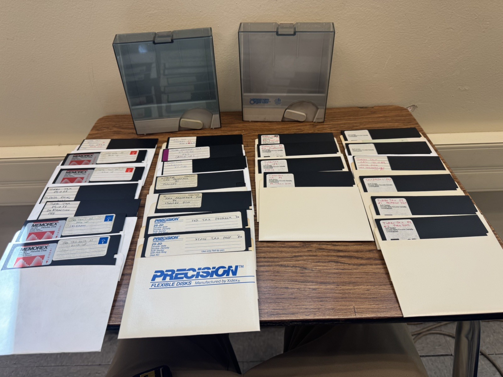 2 Vintage Floppy Disc Holders With 24 USED Disks 