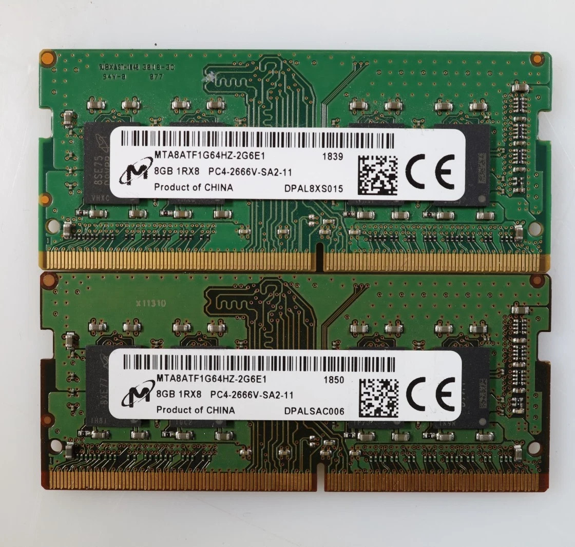 Lot 2x 8GB (16GB) Micron MTA8ATF1G64HZ-2G6E1 PC4-2666V DDR4 SODIMM Laptop Memory