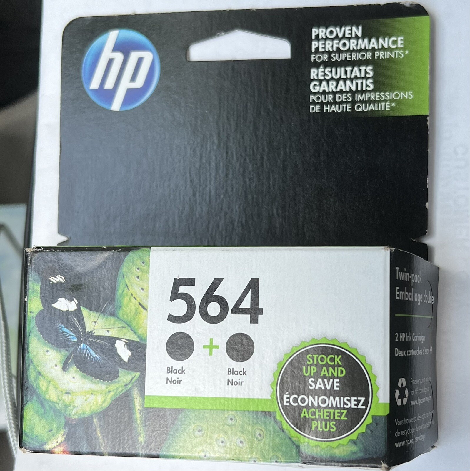 2 pk Genuine HP 564 Black Ink Printer Cartridges C2P51FN Expired 9/2015