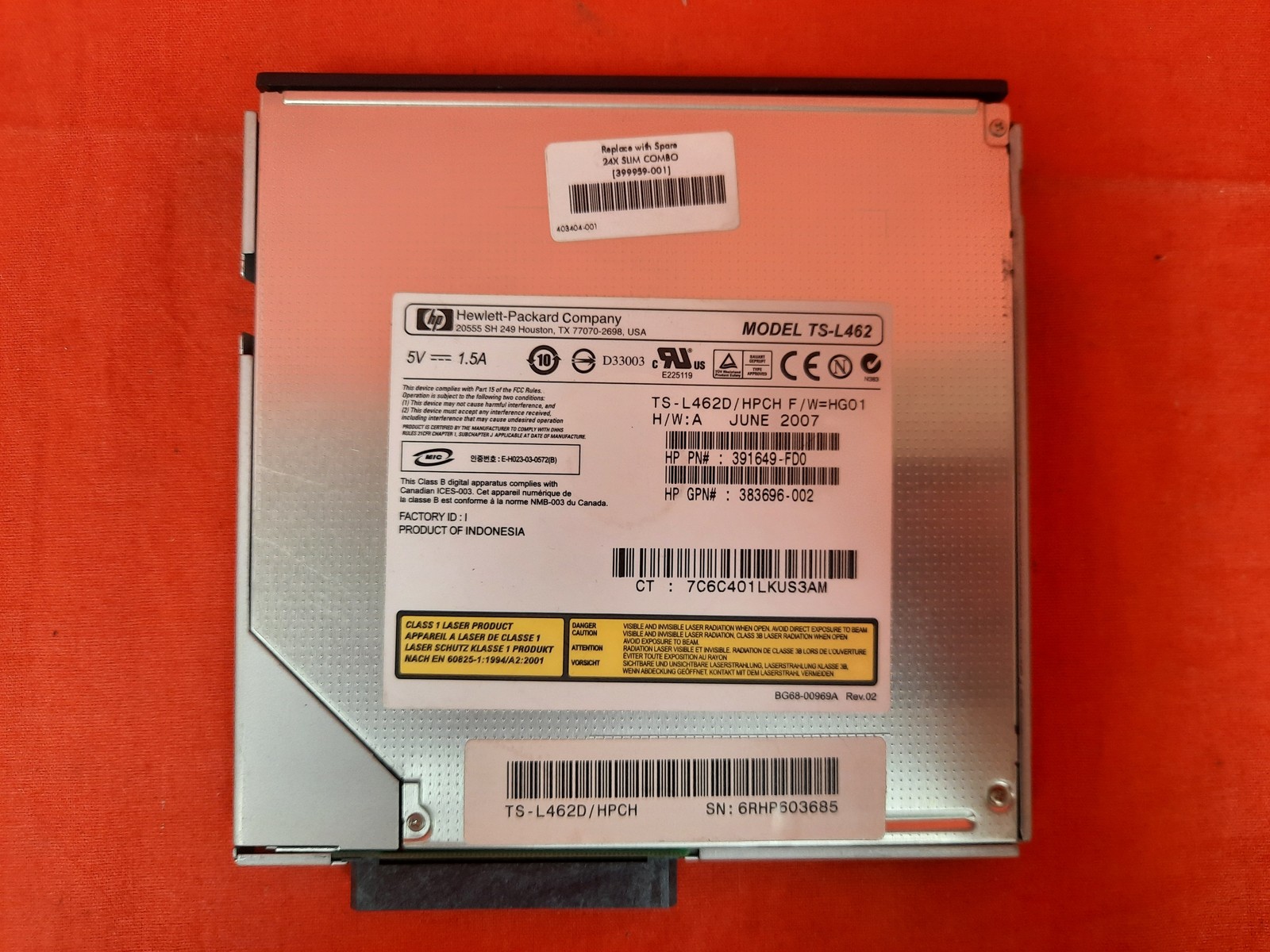 Toshiba Samsung 24X CD-RW 8X Dvd-Rom Notebook IDE Drive TS-L462 Optical 8452