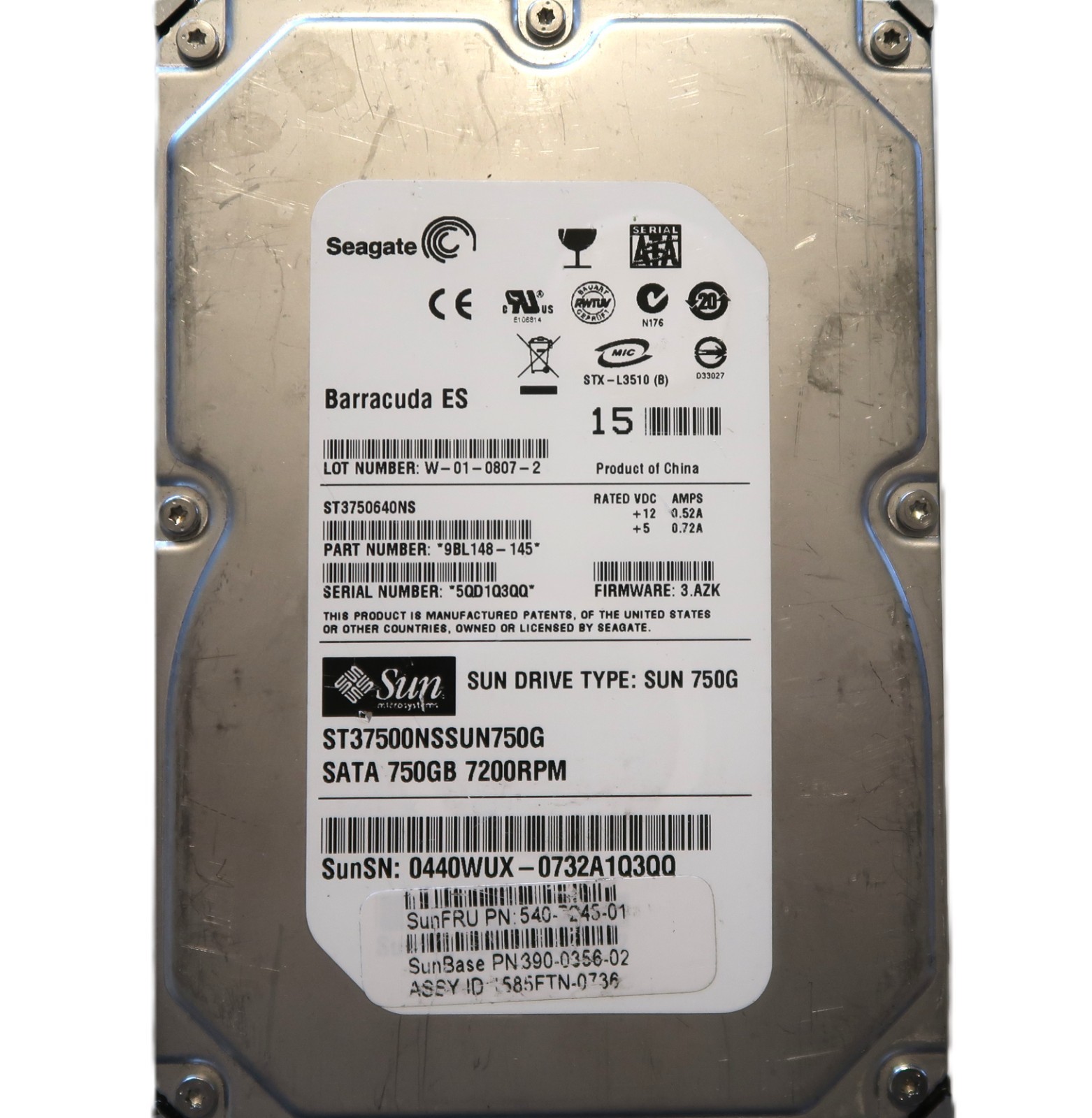 Seagate ST3750640NS 9BL148-145 3.AZK (5QD) 750gb 3.5" Sata Hard Drive