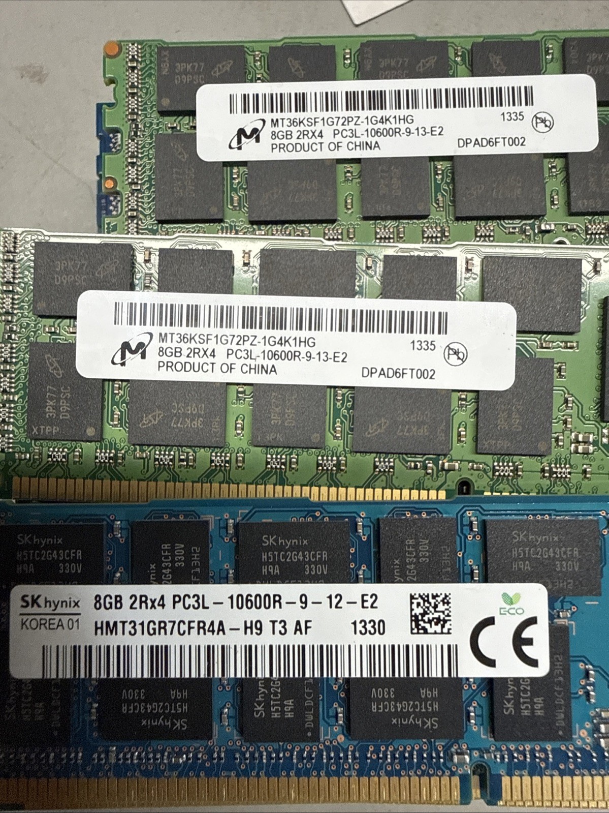 Lot of 39 Mixed Brand Samsung/Hynix 8GB 2Rx4 PC3L-10600R RDIMM Server Ram