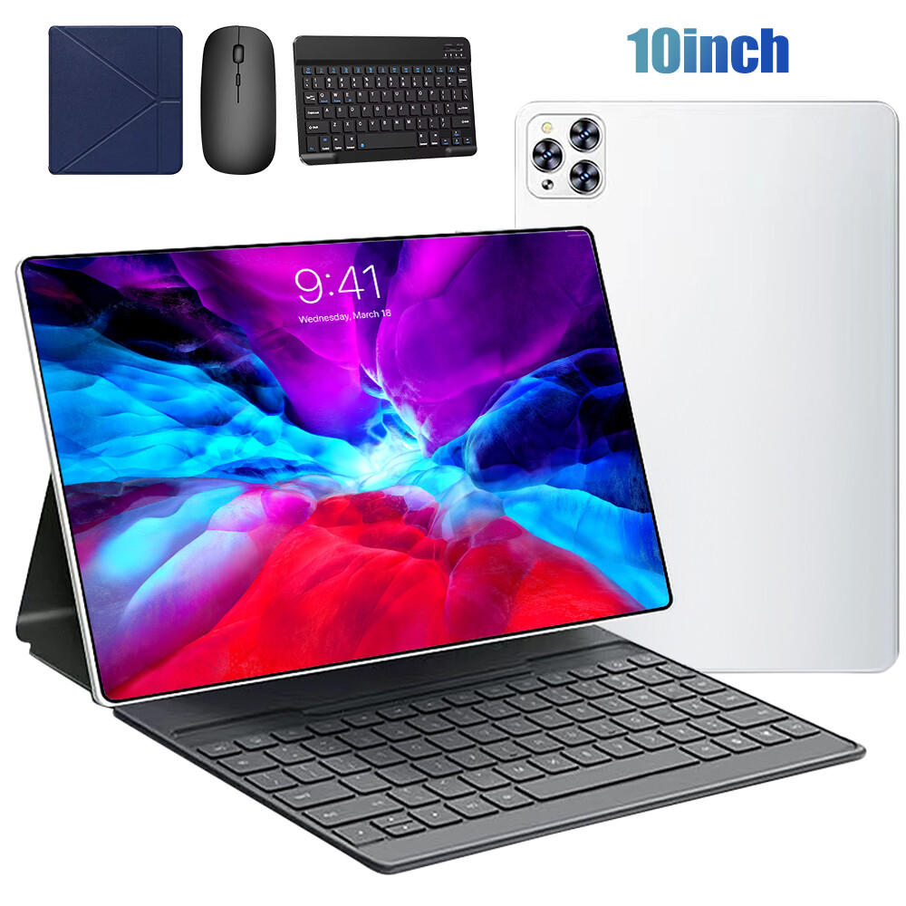 10in Android 12 Tablet with Keyboard Mouse Quad-Core Pad 4+64GB Wifi Daul Camera