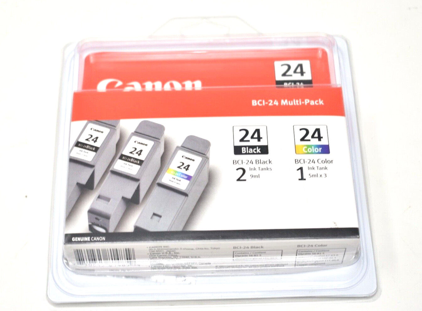 Canon BCI-24 3 Pack  (2) Black and  (1) Color Multi-Pack Ink Cartridges SEALED