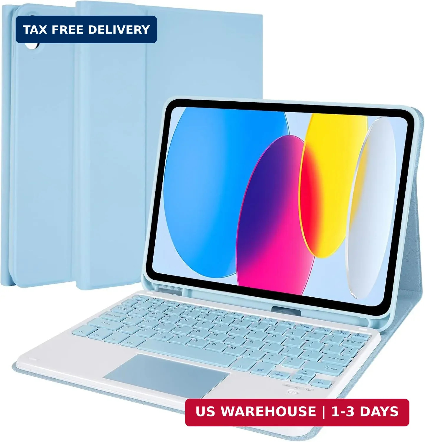 Touchpad Keyboard Case for iPad (A16) 11th Gen 2025 /10th Gen 2022, Folio Cover