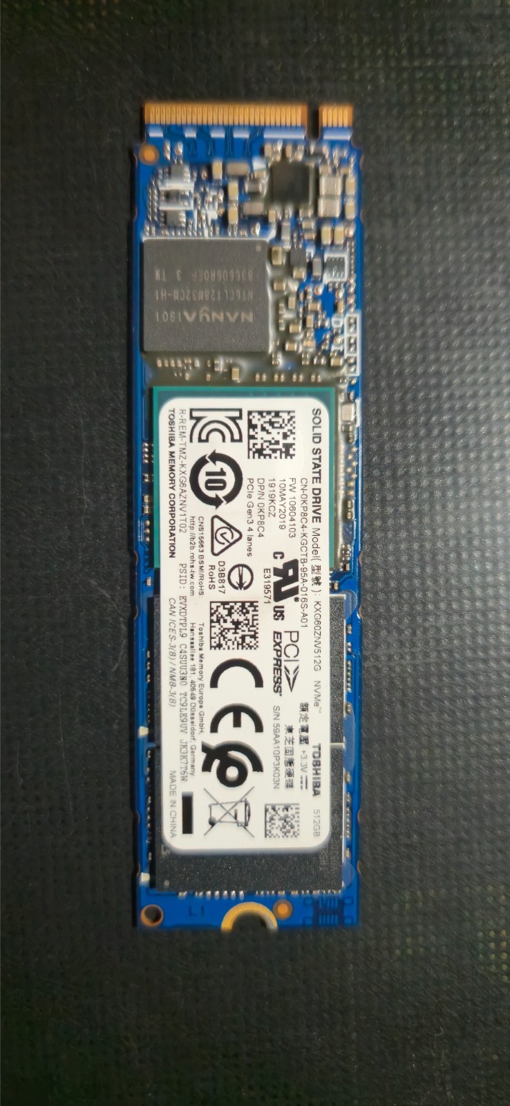 Toshiba XG6 512GB,Internal, M.2 (KXG60ZNV512G) Solid State Drive