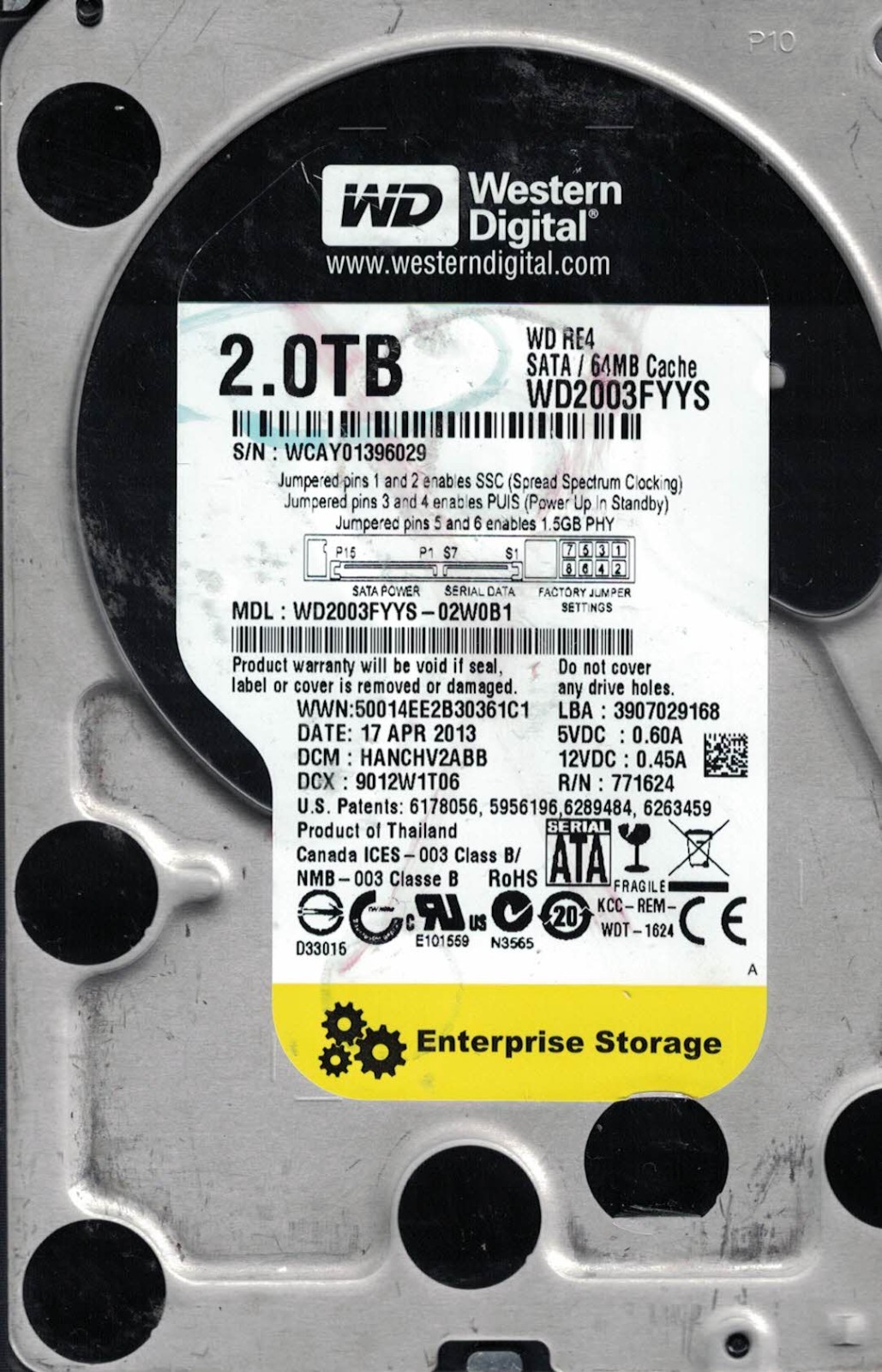 Western Digital WD2003FYYS-02W0B1 17 Apr 2013 DCM HANCHV2ABB