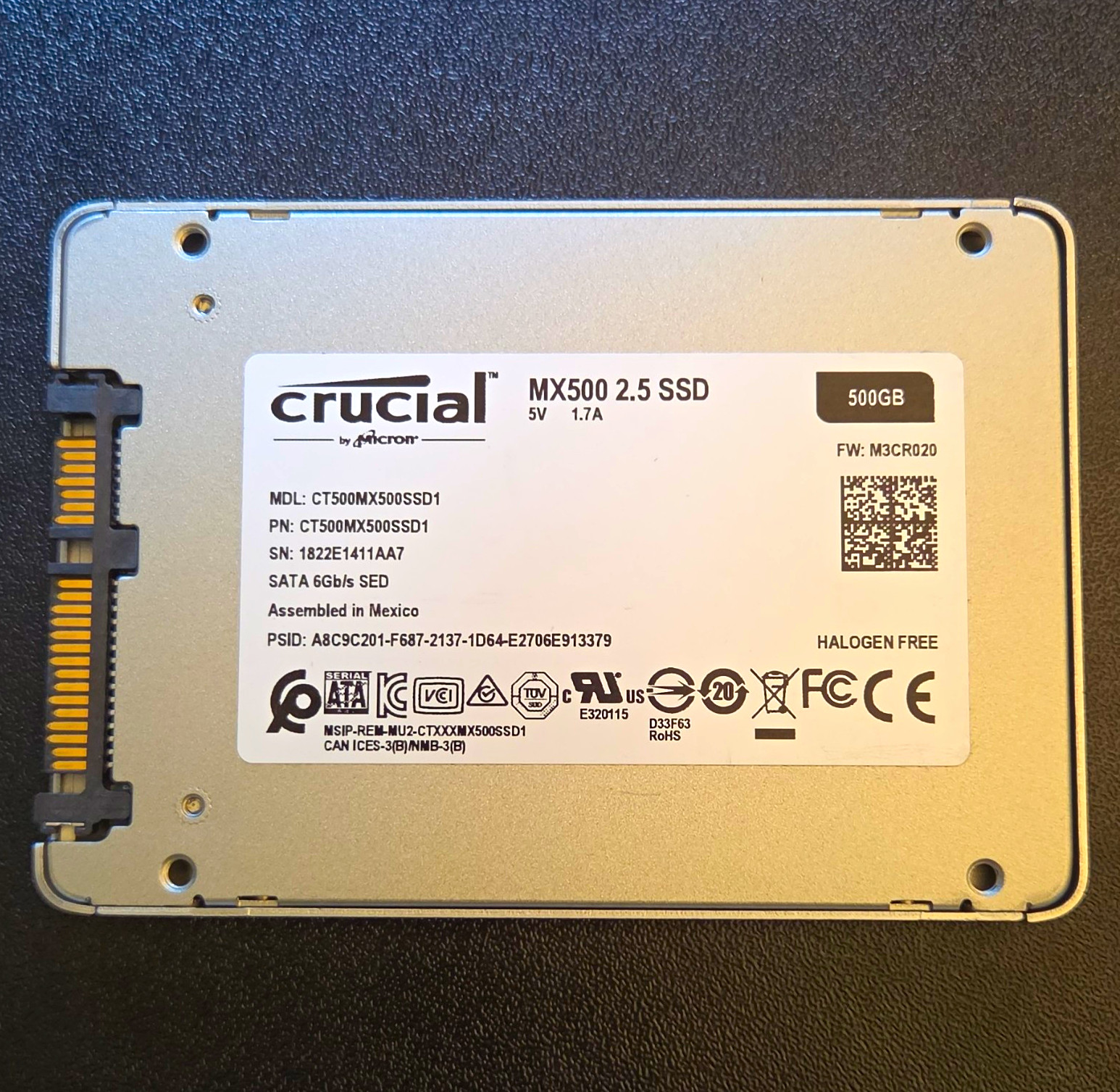 Crucial MX500 500GB 2.5" 7mm SATA III Internal SSD SED CT500MX500SSD1