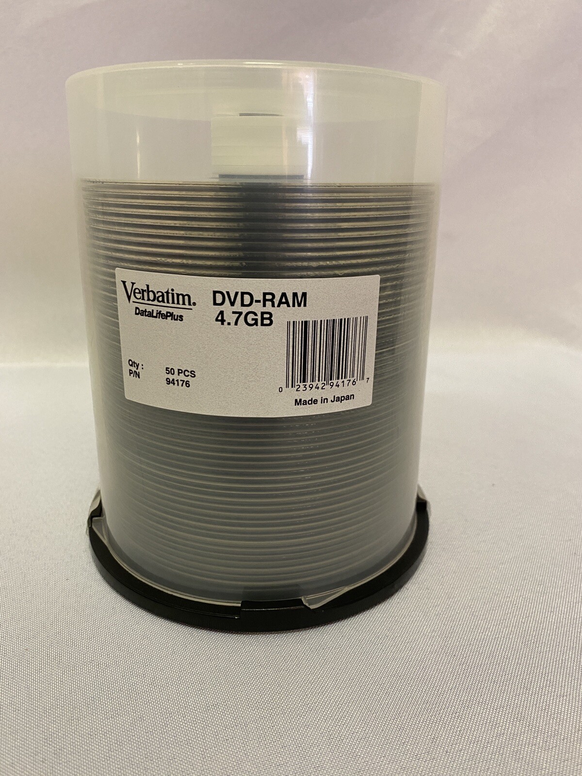 Verbatim Blank DVD-RAM 4.7GB Rewritable DVD Disc, White label, Spindle, Qty 50