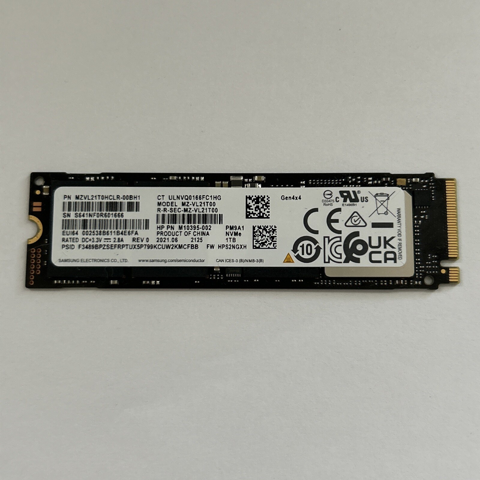 Samsung PM9A1 1TB PCIe Gen 4.0 SSD,MZVL21T00,OEM 980 Pro, Fast 7GB/s 91%