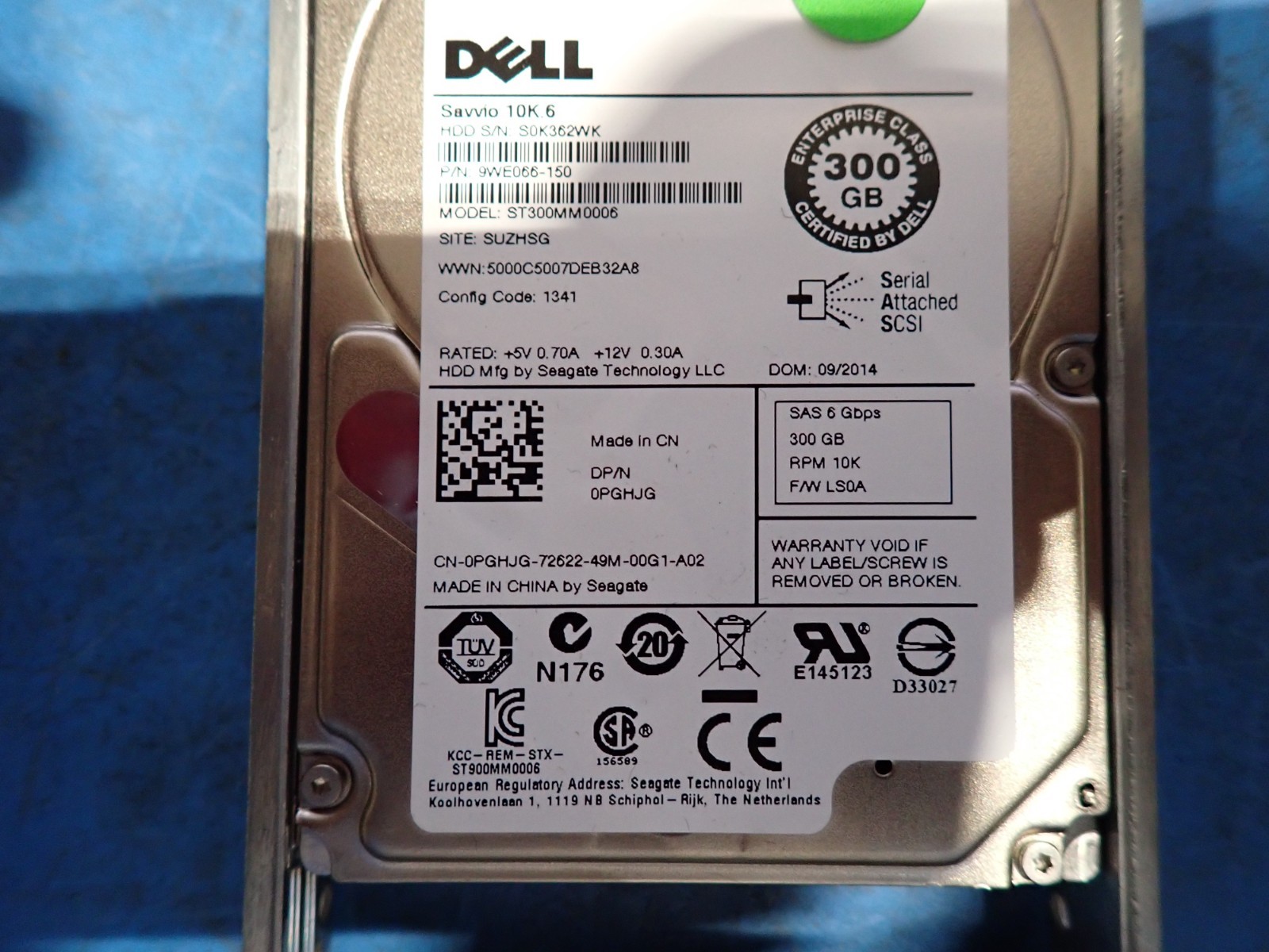 DELL 0PGHJG 300GB 10K 6Gb SAS HDD Hard Drive ST300MM0006