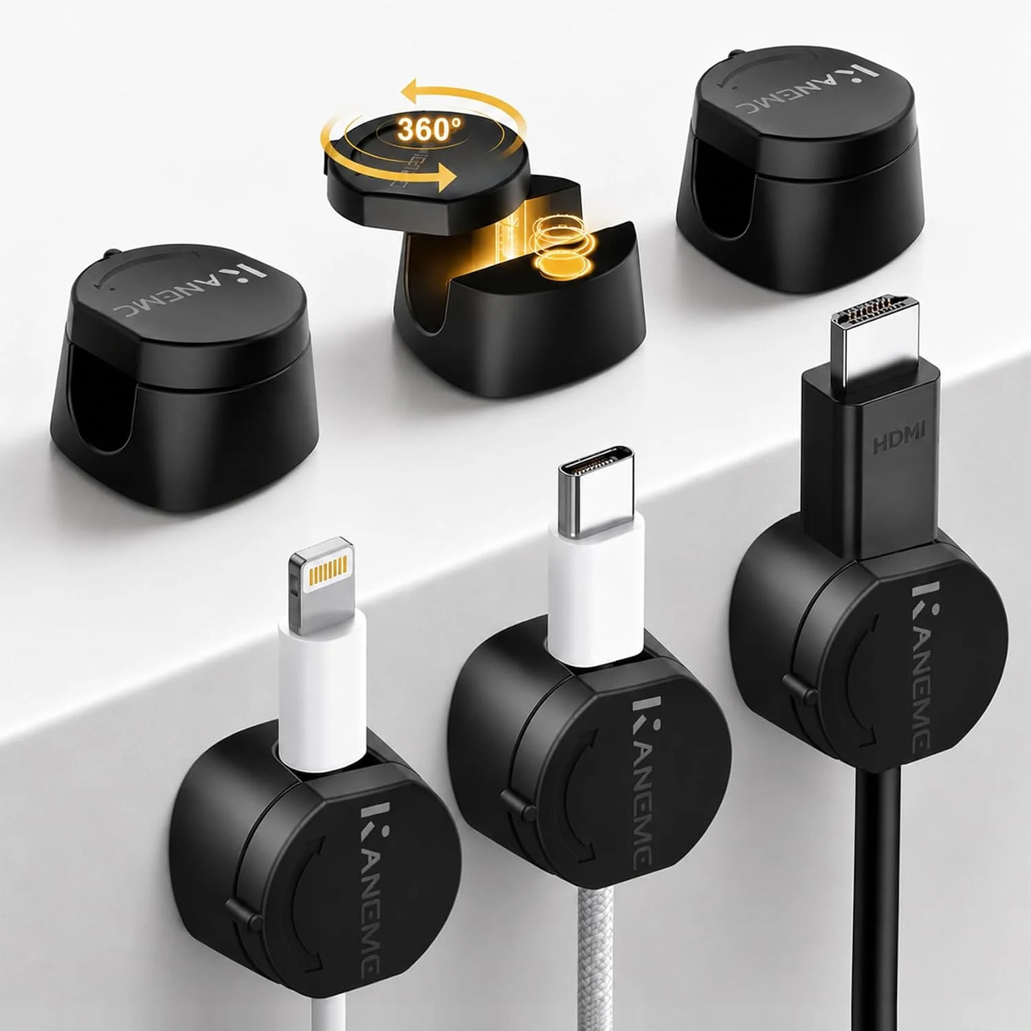 6Pcs Magnetic Rotatable Cable Clips, Cord Holder for Desk Nightstand