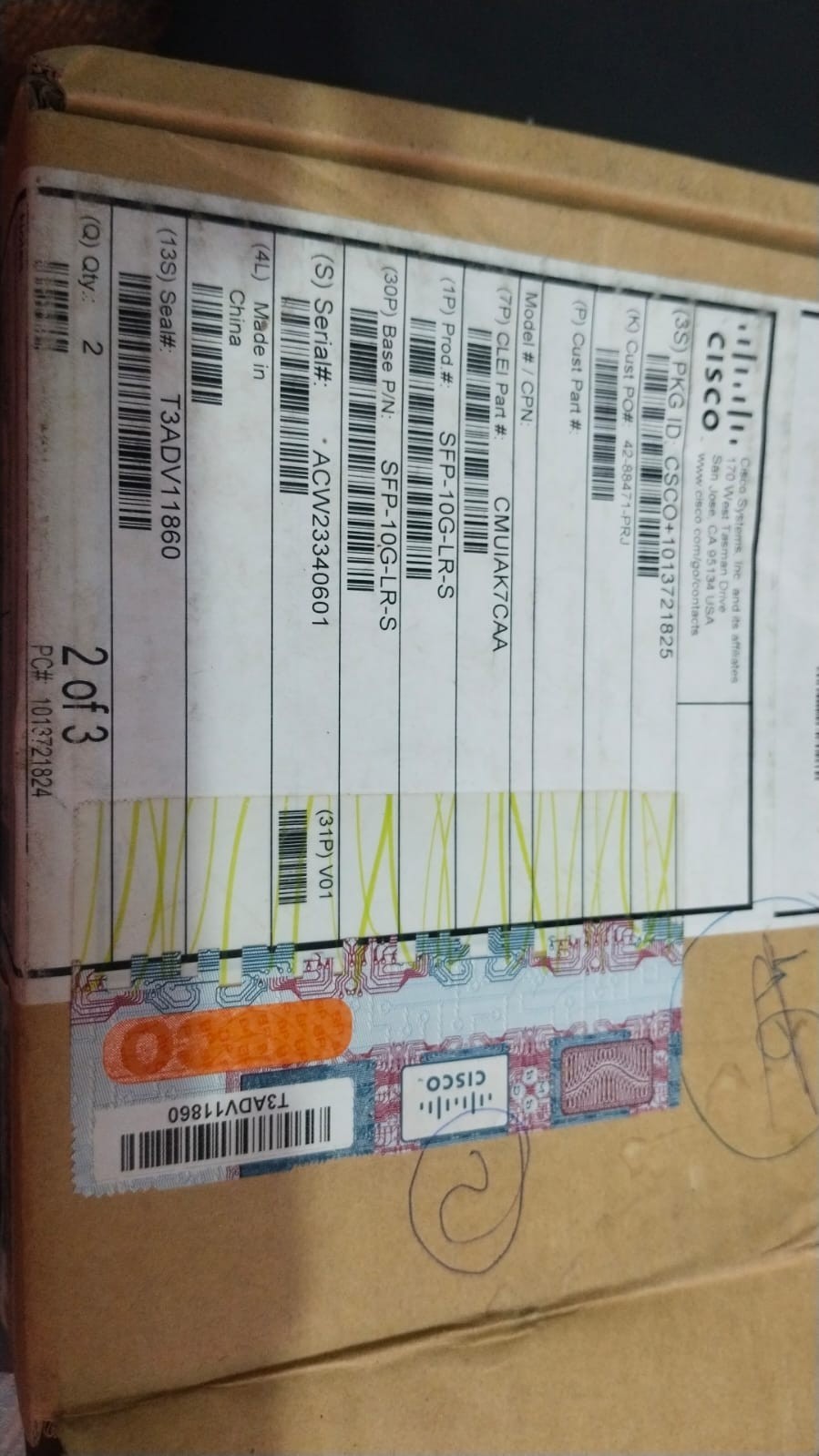 NEW OPEN CISCO ORIGINAL SFP-10G-LR-S  WITH HOLOGRAM QTY 1