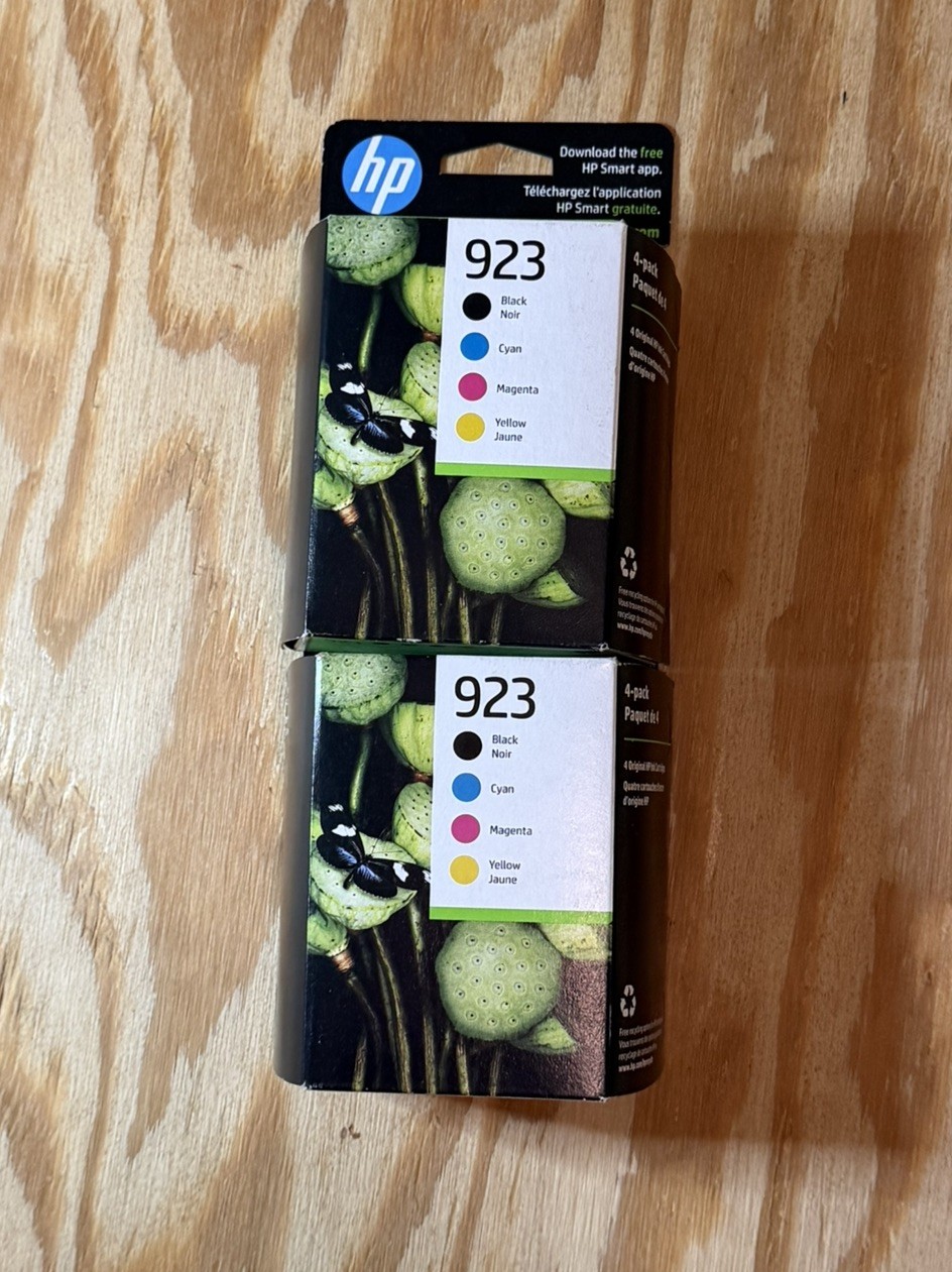 2 pack HP 923 Cyan/Magenta/Yellow/Black Original Ink Cartridge 4-pack Exp 7:25 