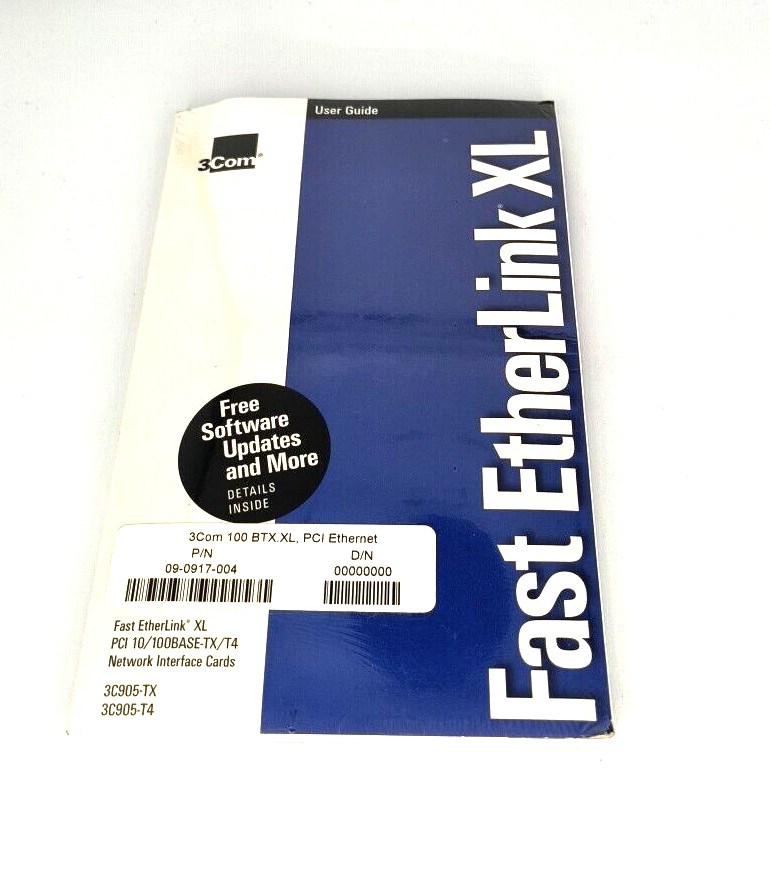 RARE VINTAGE NEW  3COM FAST ETHERLINK XL MANUAL AND DISC 09-0917-004 RM4-B2