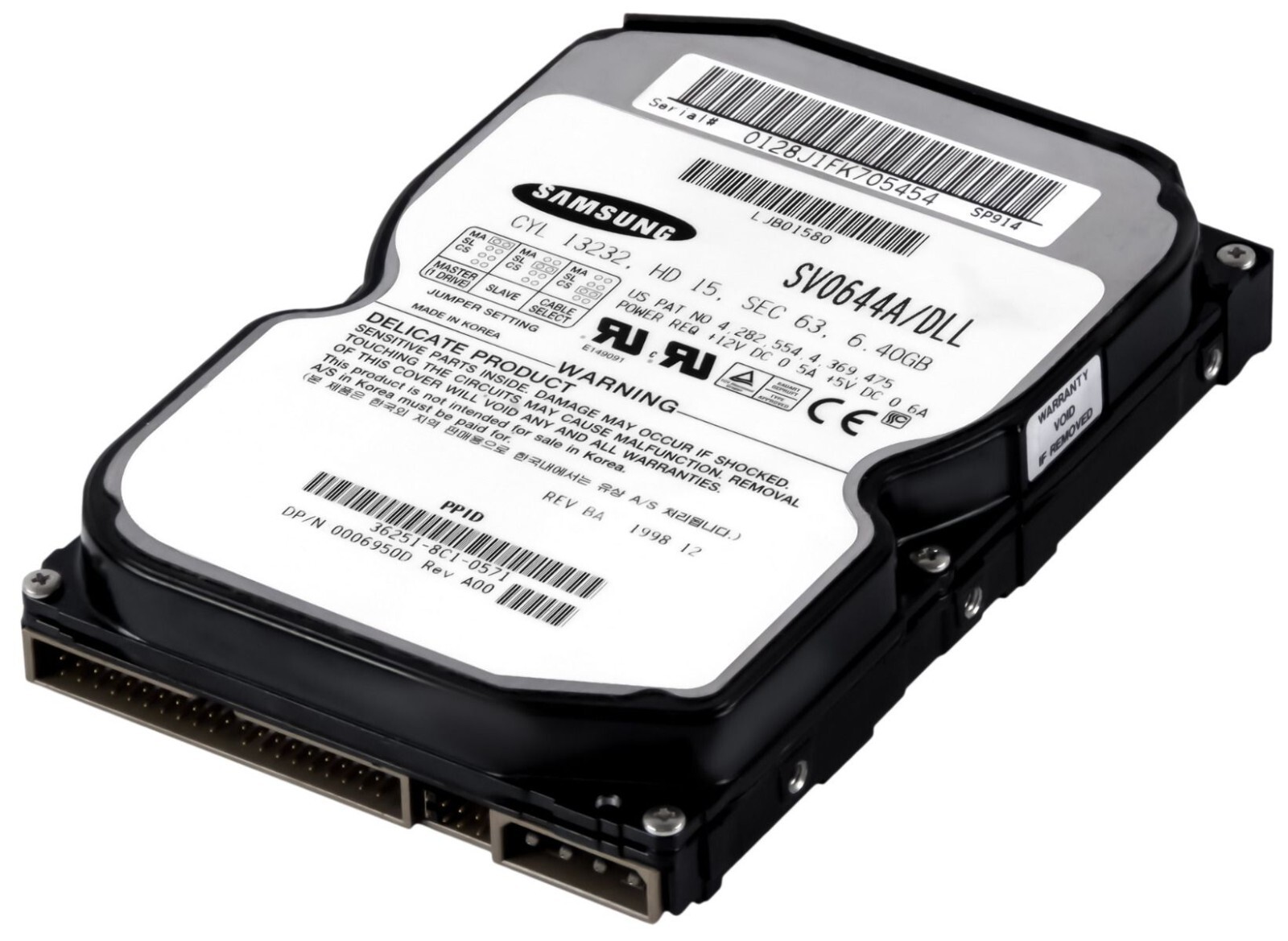 HARD DRIVE SAMSUNG VOYAGER 5A SV0644A/DLL 6.4GB 5.4K ATA 3.5''