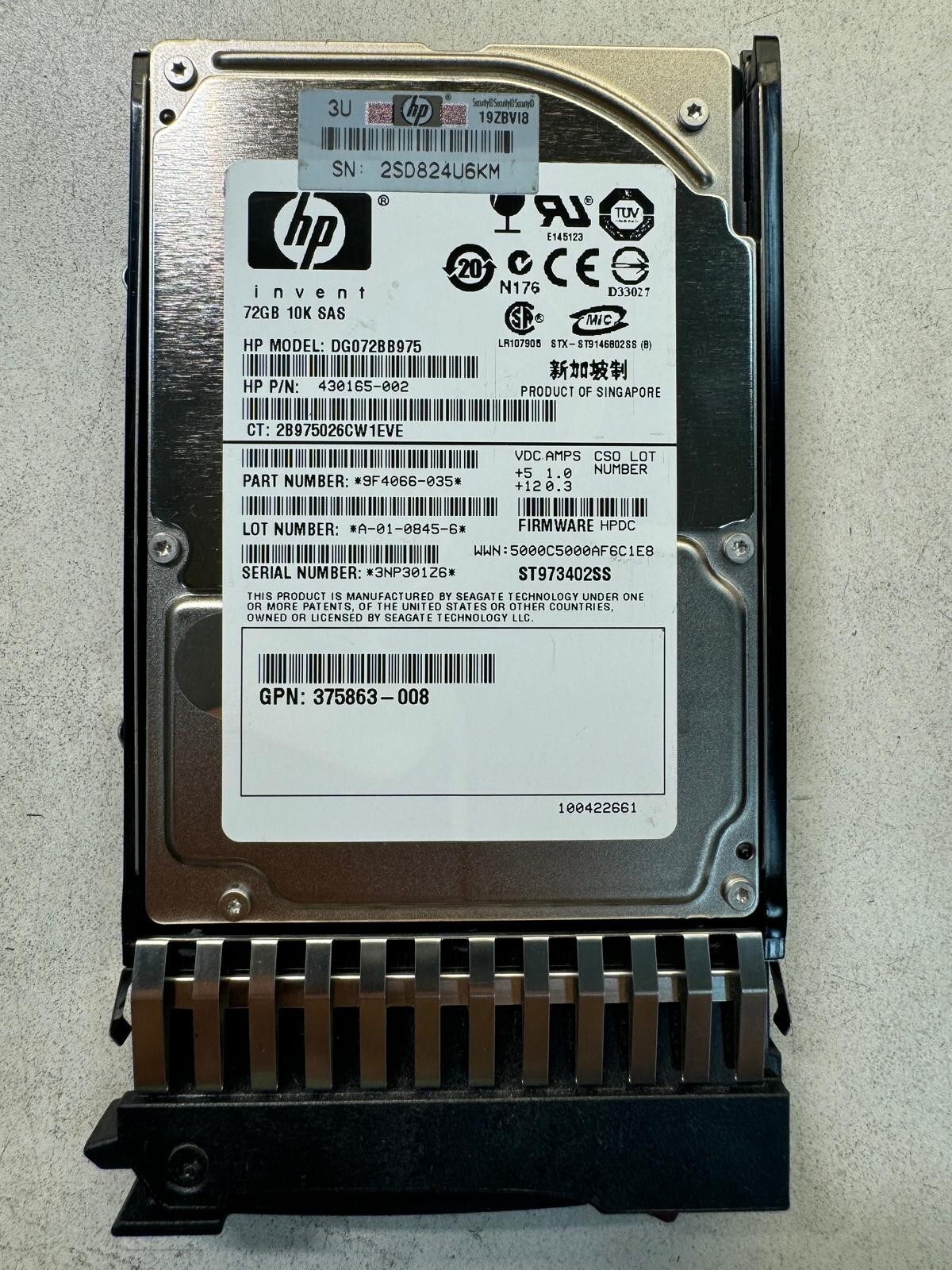 HP 430165-002 DG072BB975 72GB 10K RPM 16MB Cache 3 Gb/s SAS 2.5" HDD