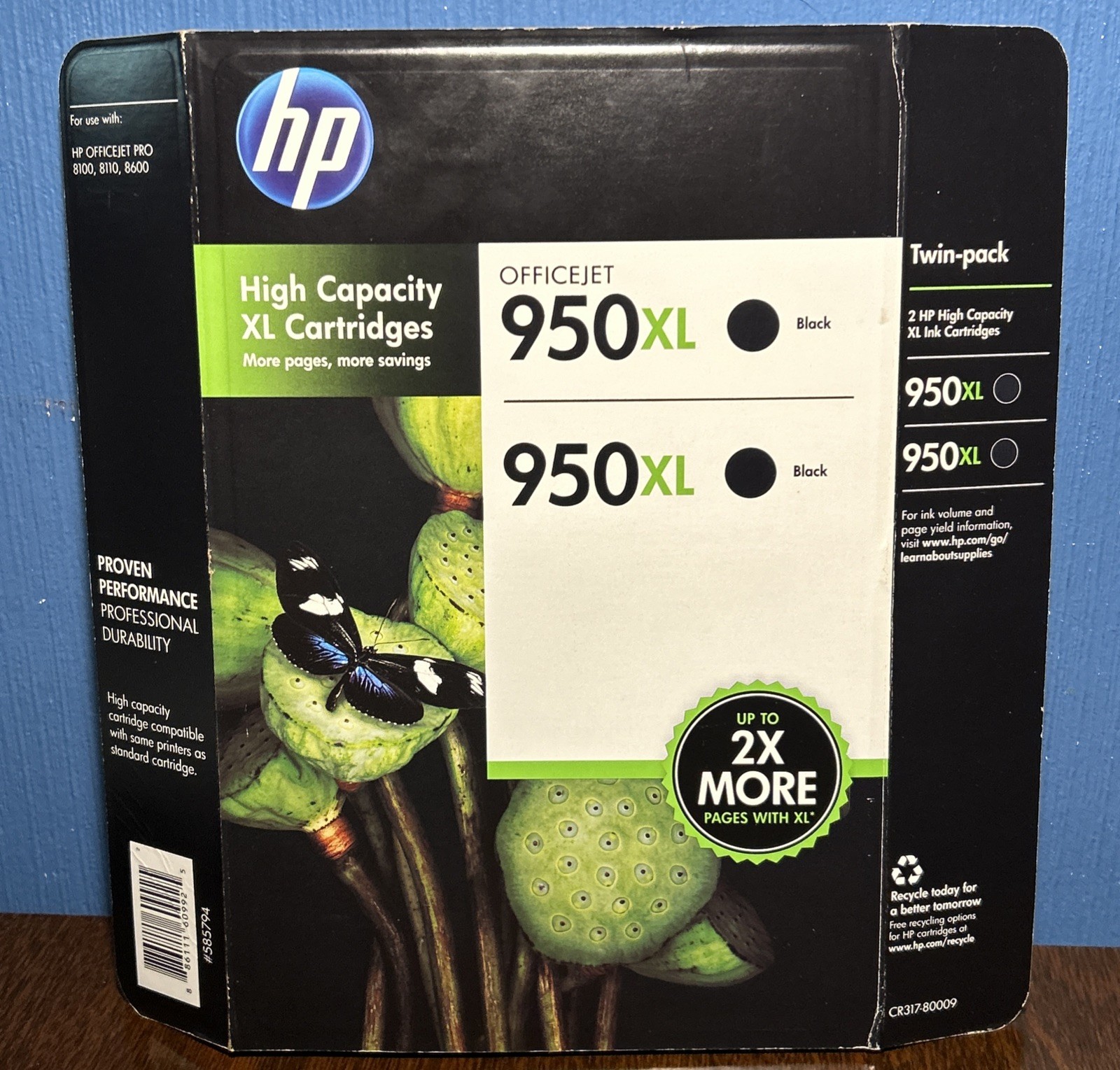 HP Officejet 950XL Black Twin-Pack Ink Cartridges CR317-80009, Exp 2015 NEW NOS