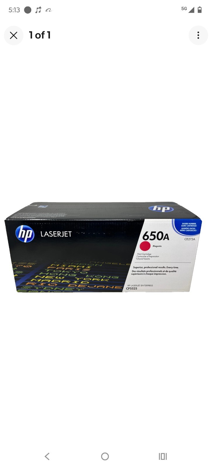 HP CE273A 650A TONER ORIGINALE MAGENTA COLORLASERJET CP5525/M750n [B BOX]