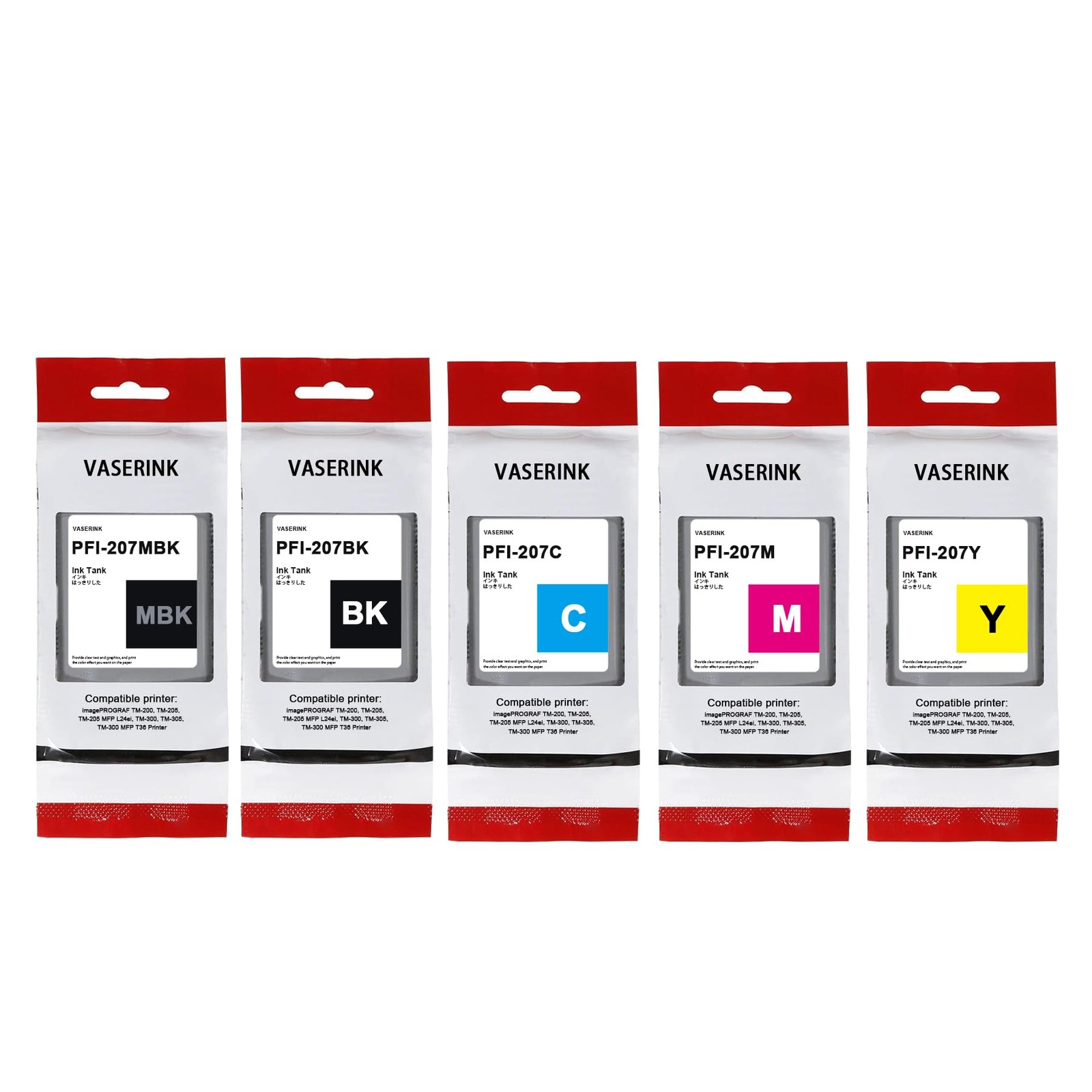 PFI-207 Full Color 300-ml Pigment Ink Tank Kit(5Pcs, Matte PFI-207-5PK