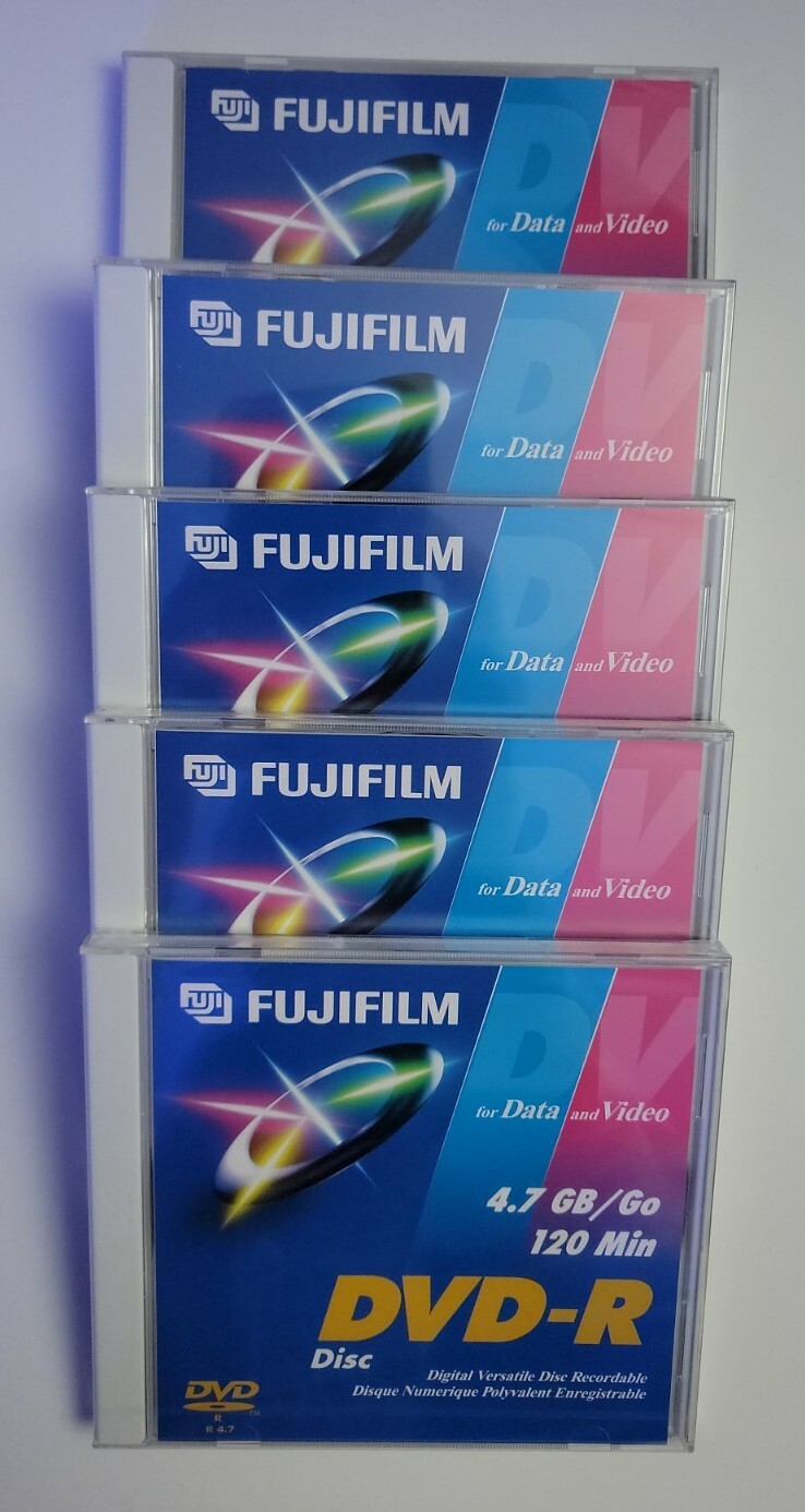 Pack Of 5 Fujifilm DVD-R 120 Min 4.7 GB - New.