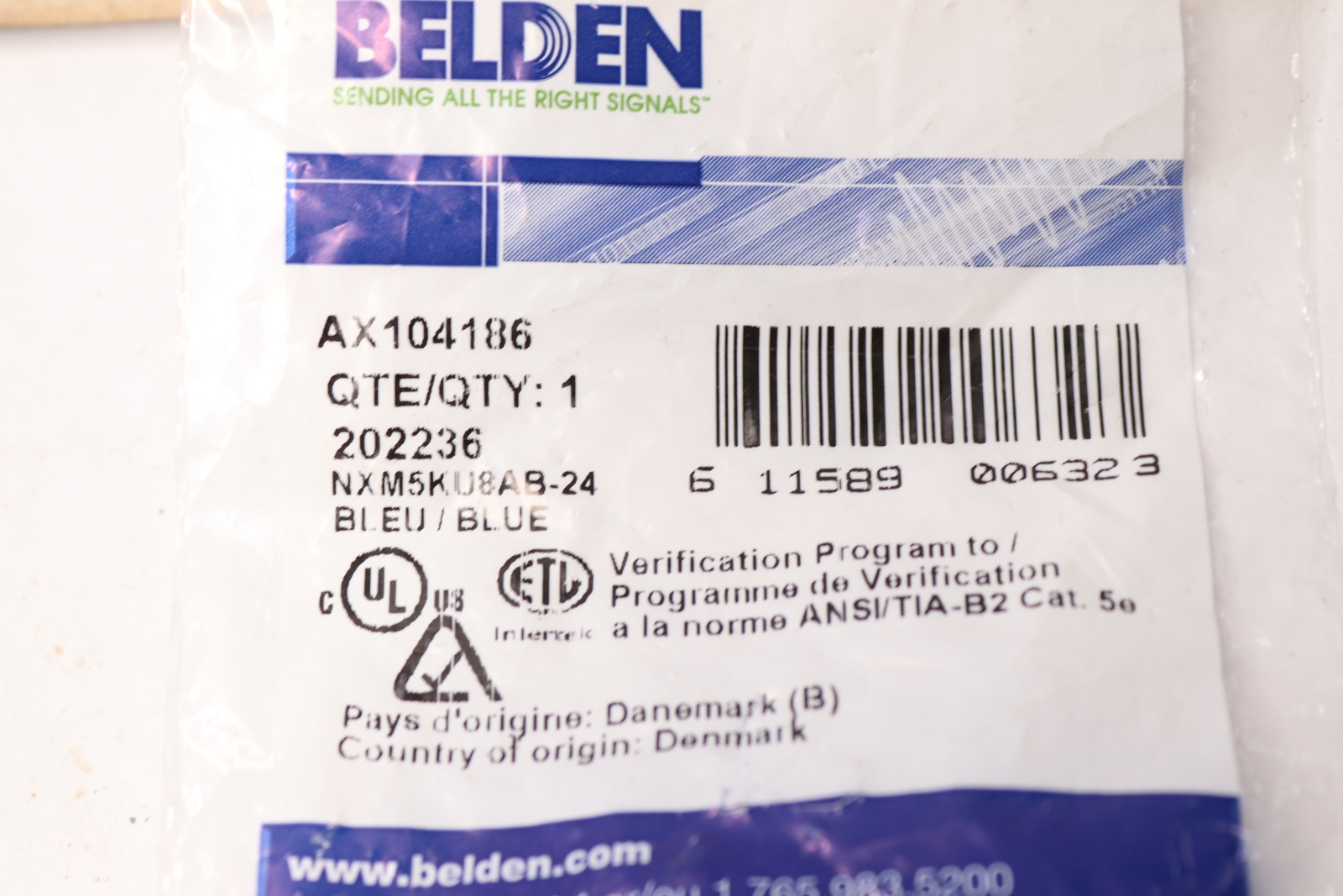 Belden CAT5E Modular Jack Blue AX104186